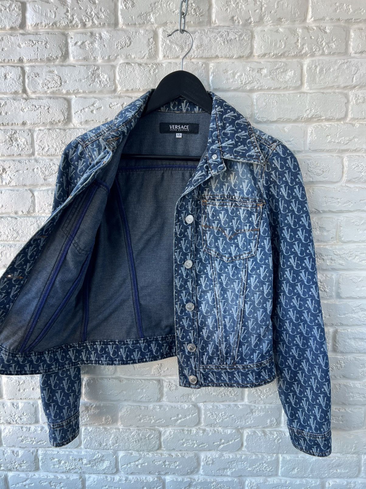 Versace Versace Monogram Logo Denim Blue Jacket Size XS / US 0-2 / IT 36-38 - 2 Thumbnail