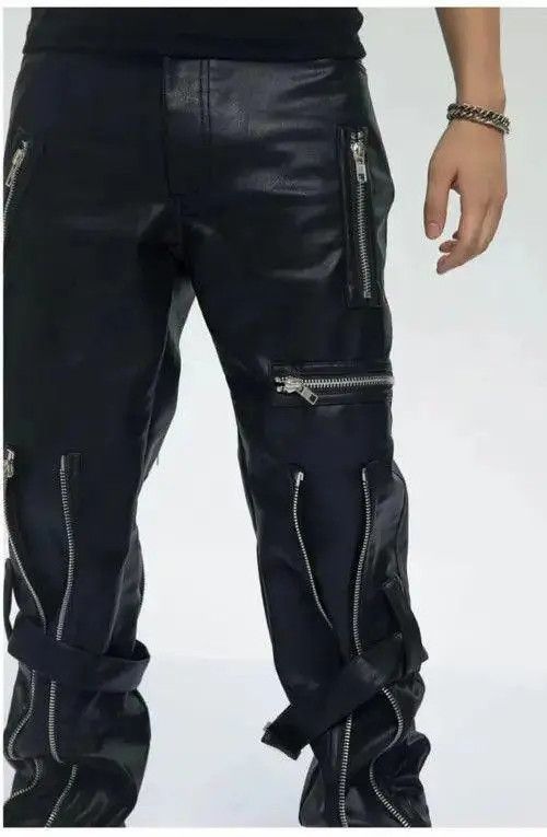 Japanese Brand × Jean Pu Leather Pants with Zippers Belt Size US 28 / EU 44 - 3 Thumbnail
