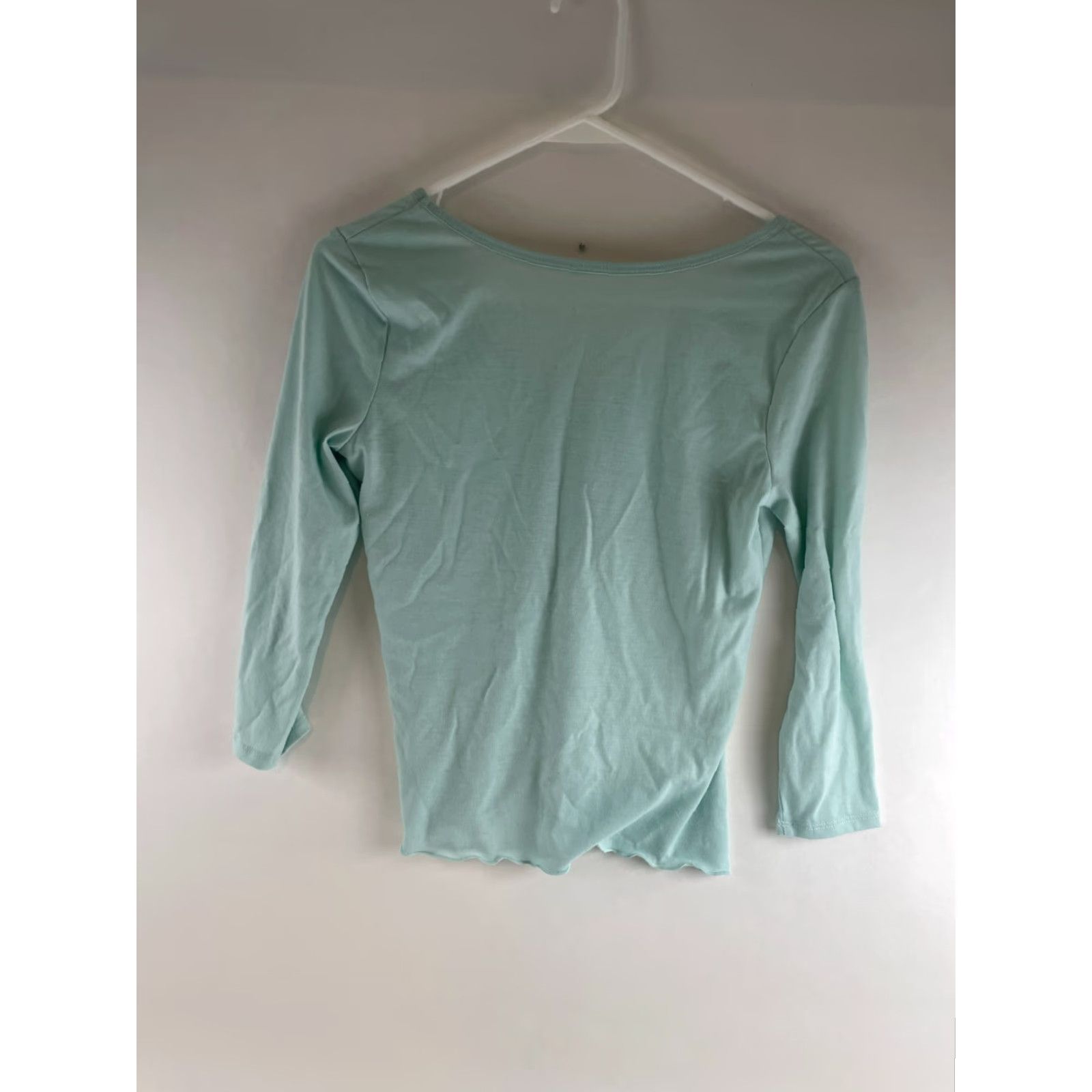 Vintage Mudd Shirt Women's Junior Size Small Blueish Green Long Sleeve V-Neck Tee Size S / US 4 / IT 40 - 2 Thumbnail