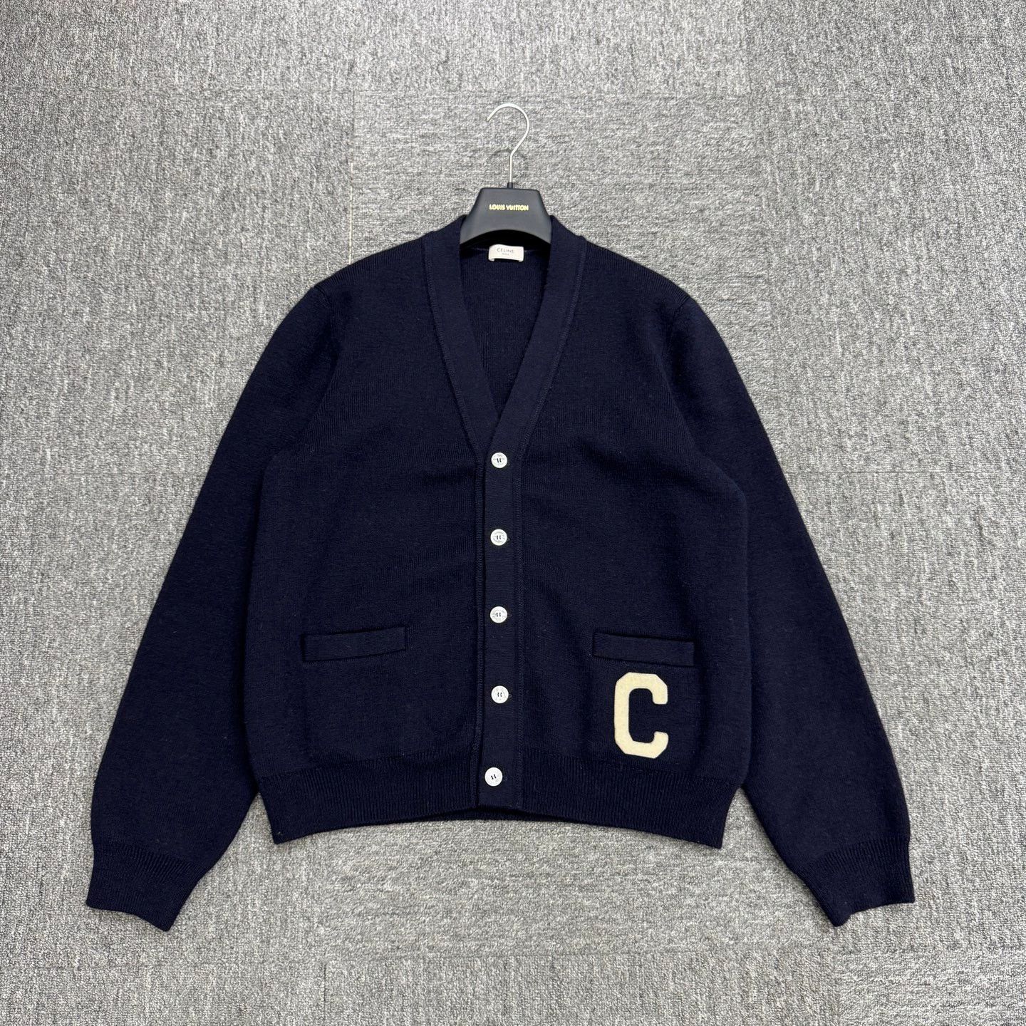 Celine Celine Flocked Logo Wool Knit Cardigan XL Size XL / US 12-14 / IT 48-50 - 1 Thumbnail