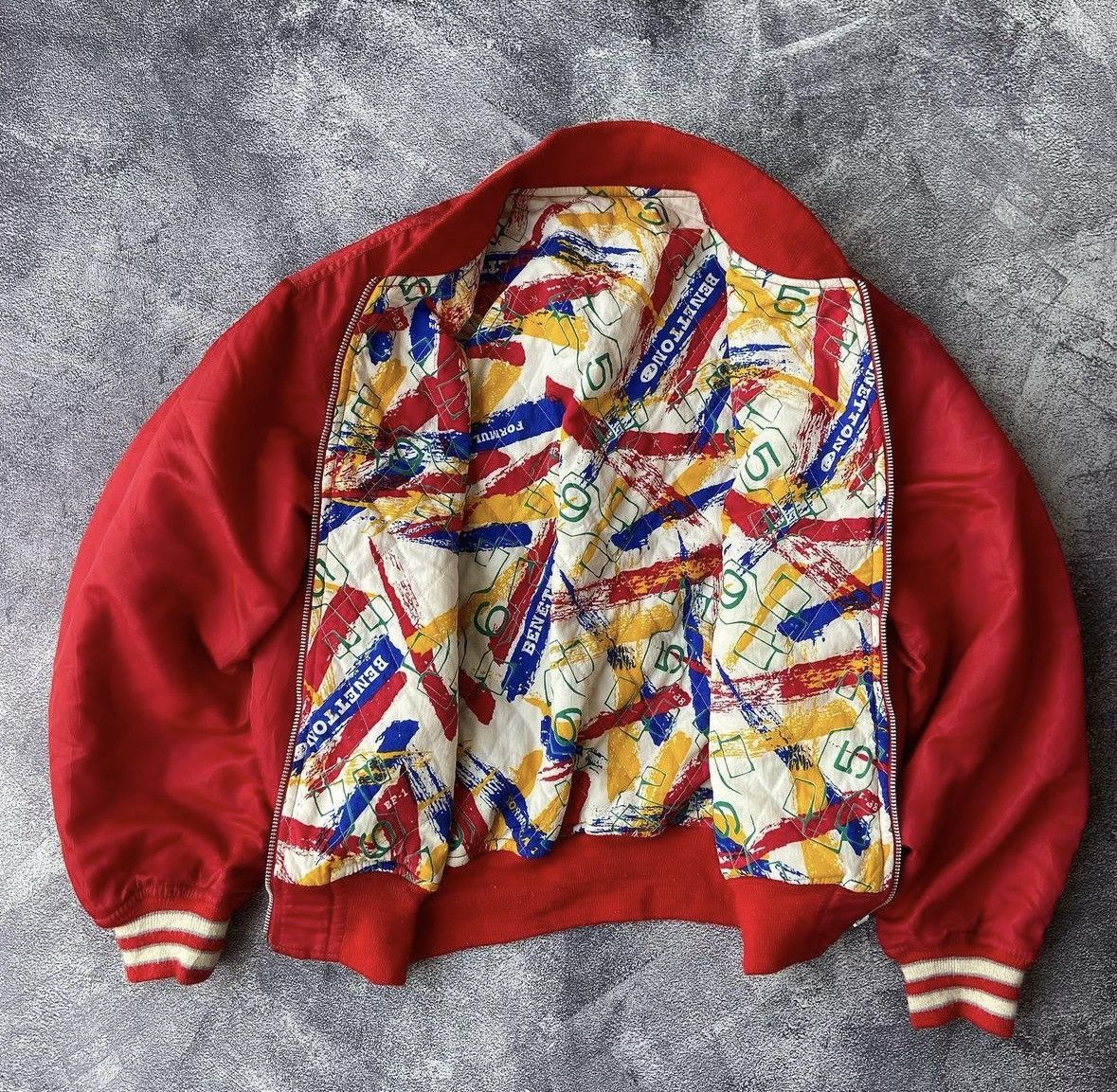 Benetton Vintage bomber jacket reversible benetton racing jacket Size US M / EU 48-50 / 2 - 3 Thumbnail