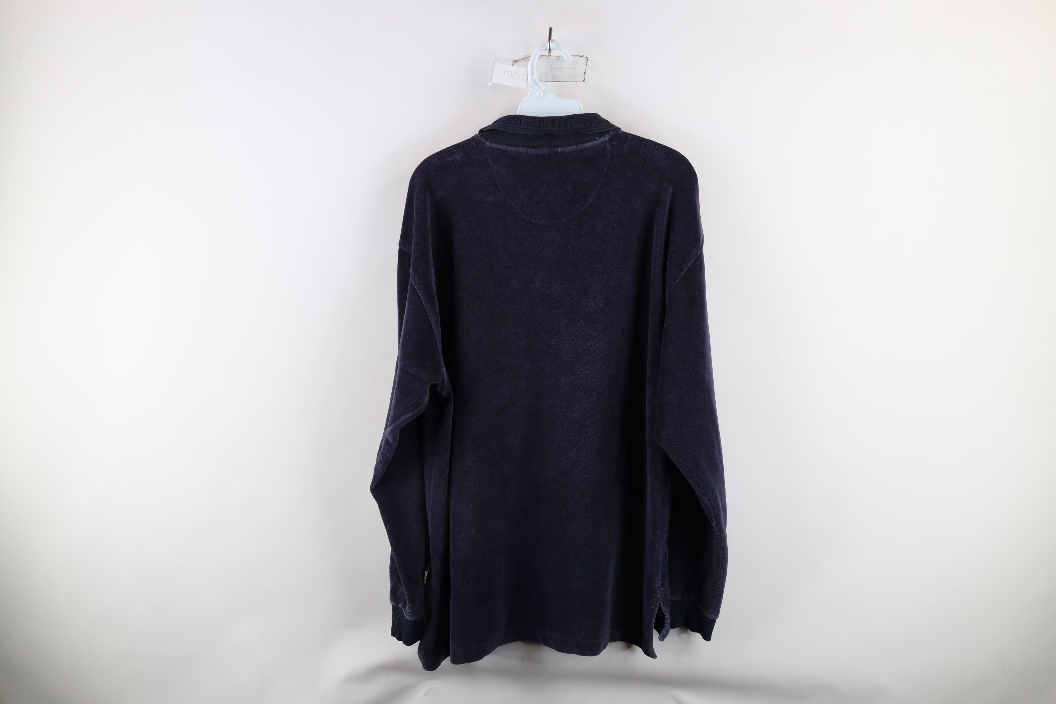 Vintage Vintage 90s Streetwear Striped Velour Long Sleeve Rugby Polo Size US L / EU 52-54 / 3 - 9 Thumbnail