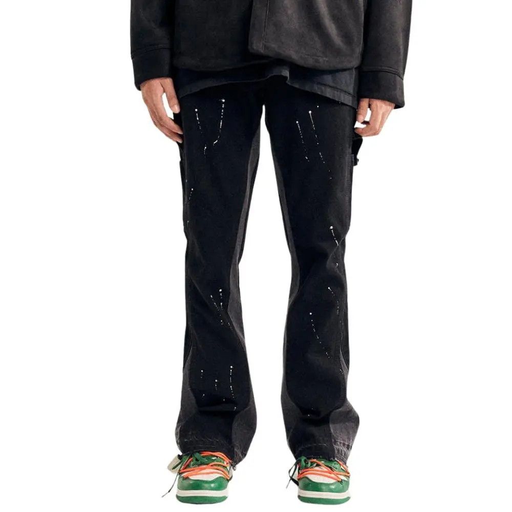 Japanese Brand × Jean Paint Splatter Black Stacked Denim Jeans Size US 28 / EU 44 - 2 Thumbnail