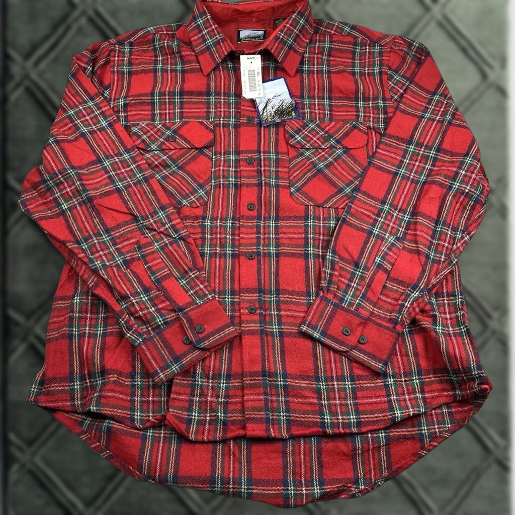Sears VINTAGE Sears Fieldmaster Flannel Shirt XL Red Plaid NWT Wool Blend 60s 70s Rockabilly Mens Size US XL / EU 56 / 4 - 1 Thumbnail