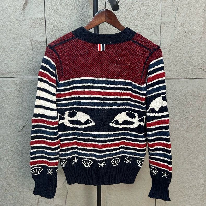 Thom Browne Thom Browne size2 Ocean element red and blue cardigan Size US M / EU 48-50 / 2 - 2 Thumbnail