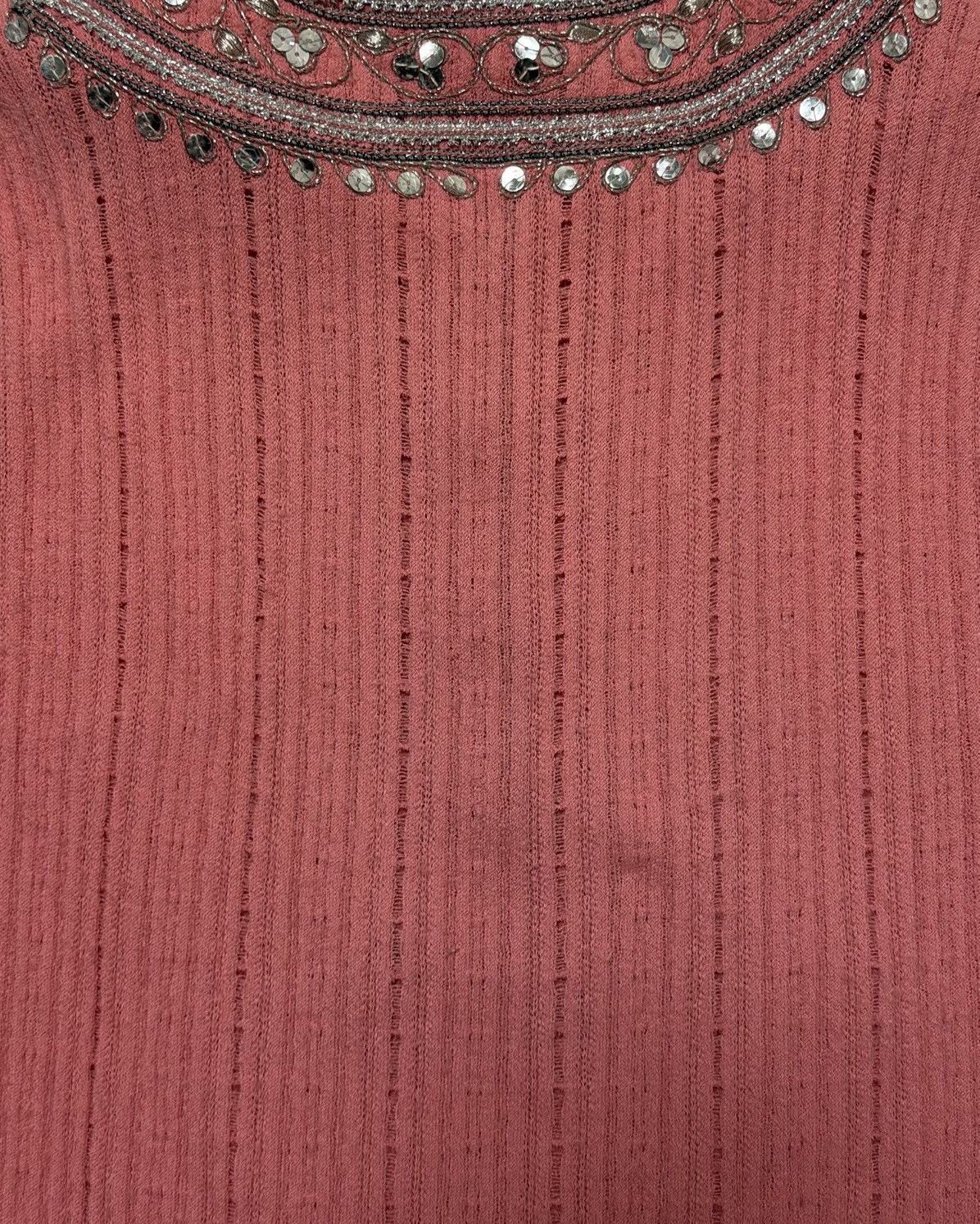 Dior CHRISTIAN DIOR 2005 Ribbed Knit Embroidered Sequin Tank Top Size M / US 6-8 / IT 42-44 - 4 Thumbnail