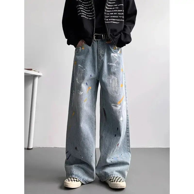 Japanese Brand Retro loose straight leg wide leg graffiti jeans Size US 32 / EU 48 - 5 Thumbnail
