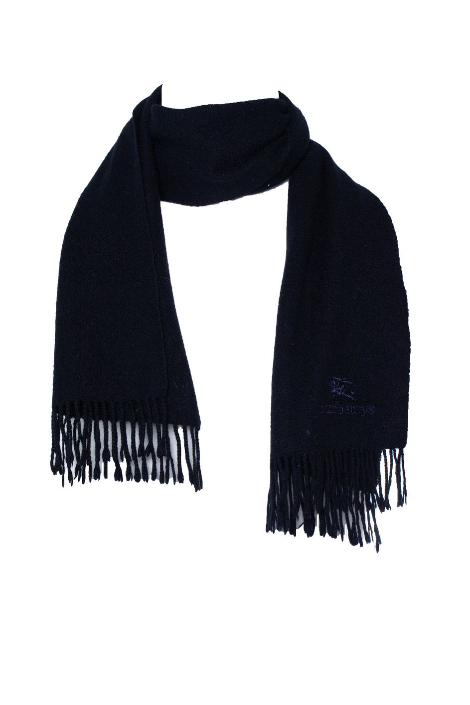 Burberry blue cashmere scarf with embroidery