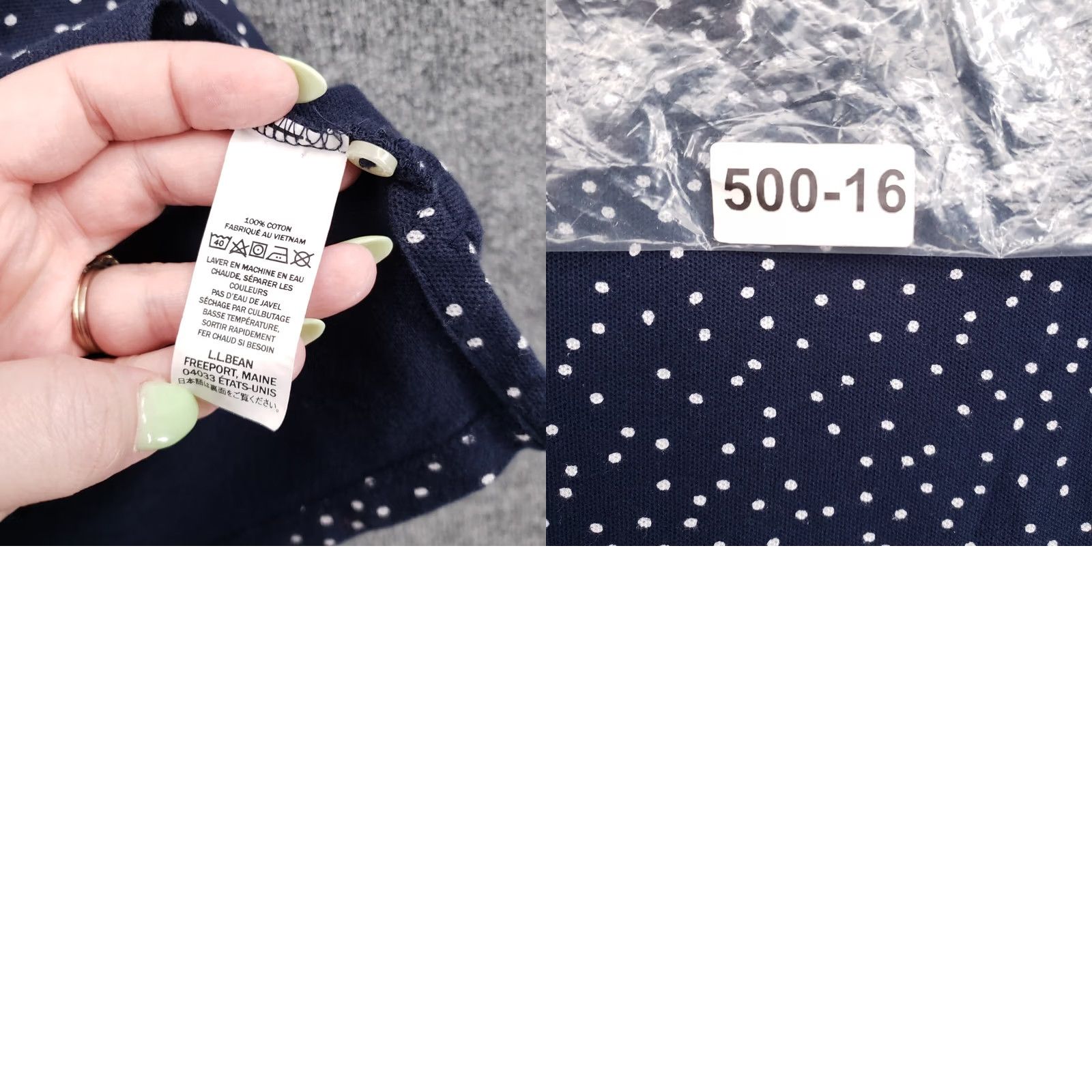 Vintage LL Bean Polo Shirt Womens XL Blue Polka Dot Golf Size XL / US 12-14 / IT 48-50 - 8 Thumbnail