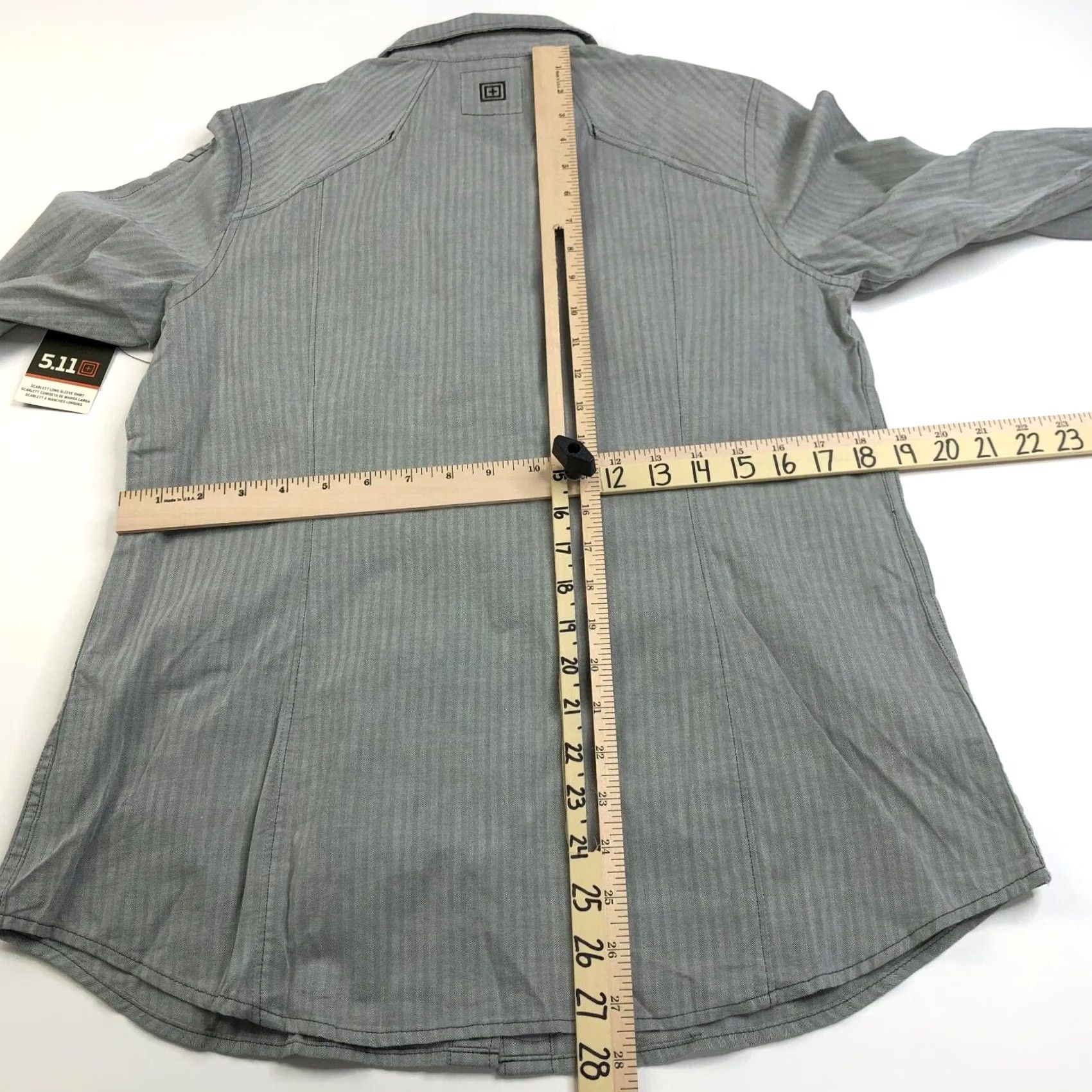 Vintage 5.11 Tactical Shirt Women M Button-Up Striped LS Outdoor Trek Trail Cotton Gray 5.11 Shirt Womens Button-Up Casual All Seasons Size M / US 6-8 / IT 42-44 - 7 Thumbnail