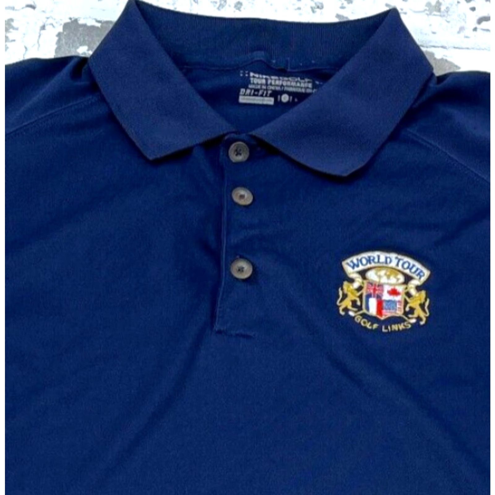Nike Nike Polo Shirt Men L Blue Dri-Fit Performance World Tour Golf Links Navy Size US L / EU 52-54 / 3 - 3 Thumbnail