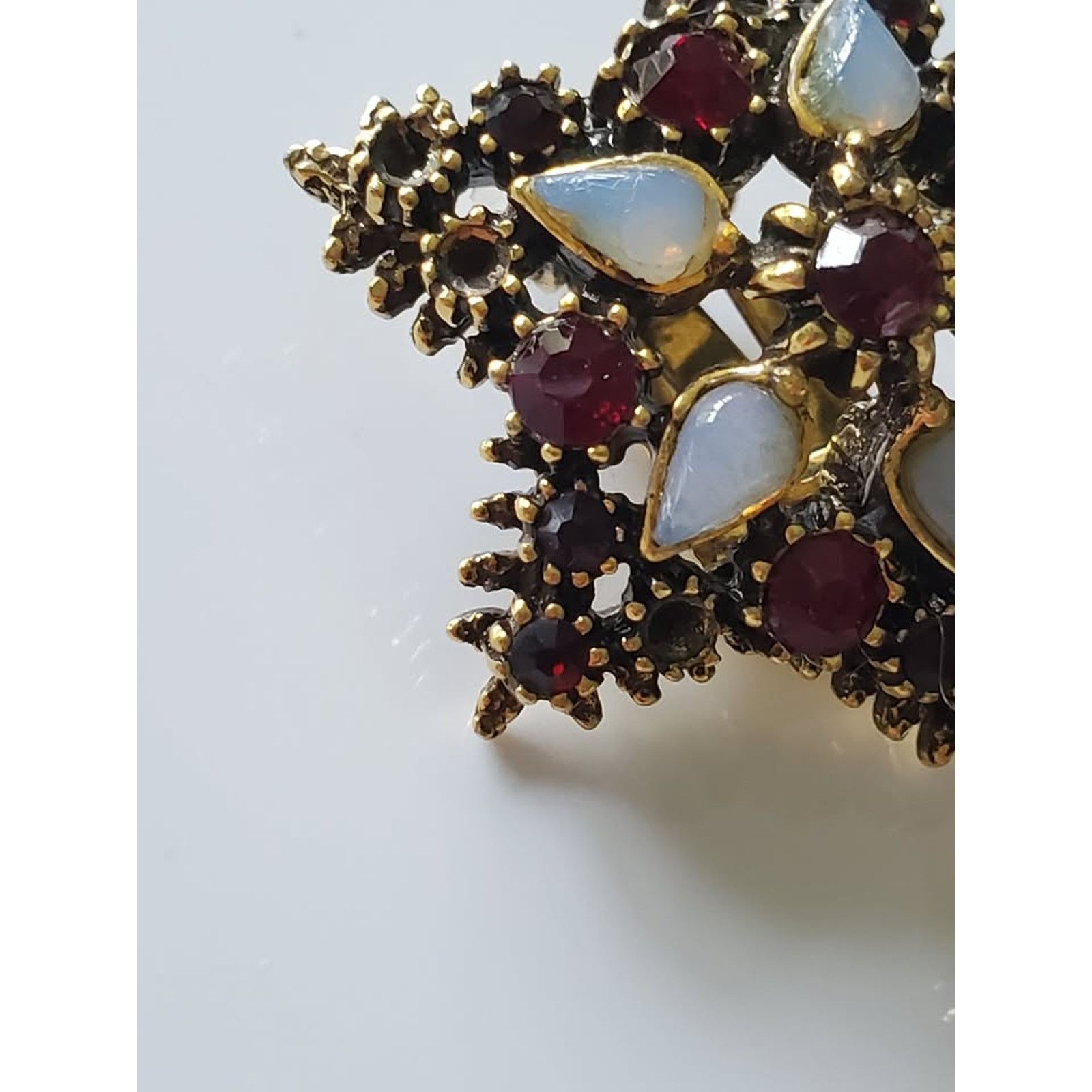 Other Vintage Red Rhinestone and Faux Opal Star Brooch and Earring Size ONE SIZE - 4 Thumbnail