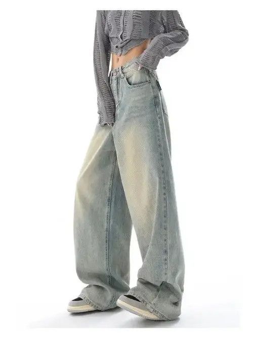 Japanese Brand Retro Distressed Blue Baggy Jeans Women Y2k Grunge Size 27" / US 4 / IT 40 - 3 Thumbnail