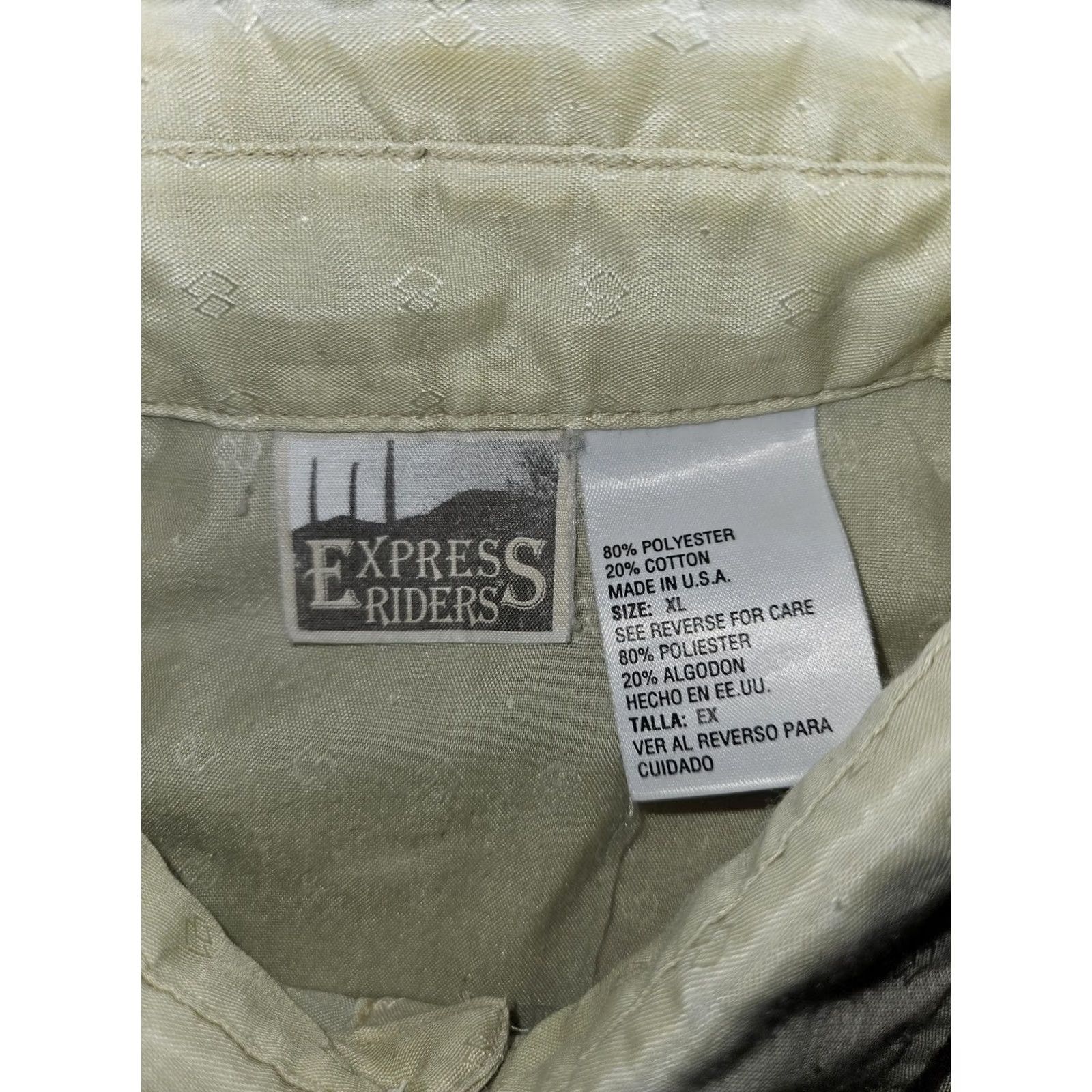 Express VINTAGE Express Riders Shirt Mens XL Sandstone Geometric Western Pearl Snap USA Size US XL / EU 56 / 4 - 2 Thumbnail
