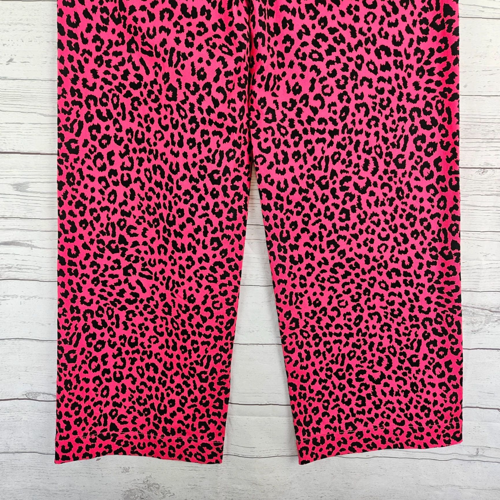 Adam Lippes Adam Lippes Womens Wide-Leg Ankle Pants Sz 4 Pink Black Animal Print Size 27" / US 4 / IT 40 - 5 Thumbnail