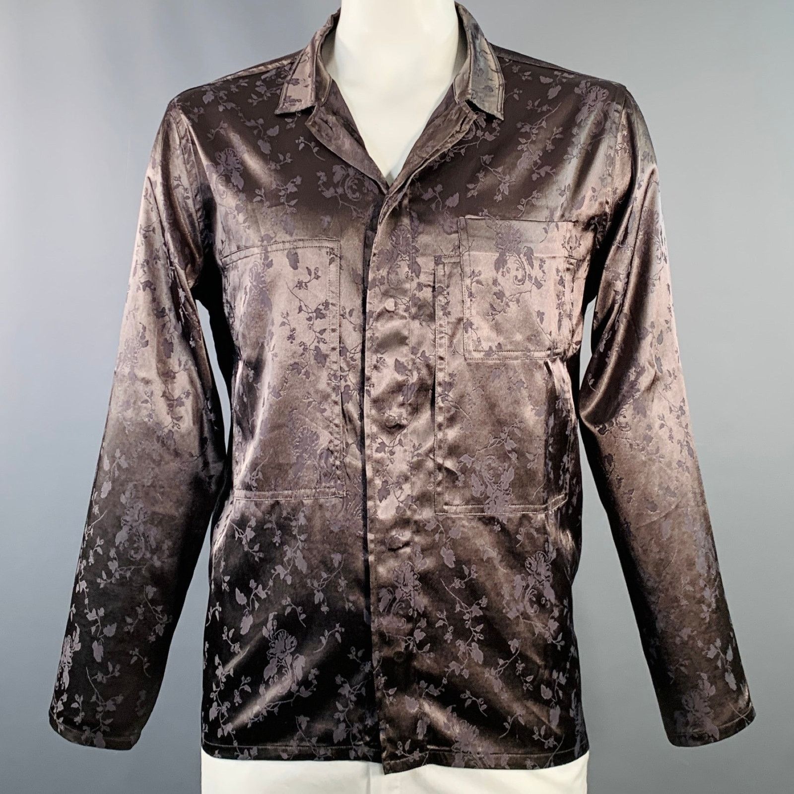 Haider Ackermann Size L Brown Jacquard Viscose Button Up Long Sleeve Shirt Size US L / EU 52-54 / 3 - 1 Thumbnail