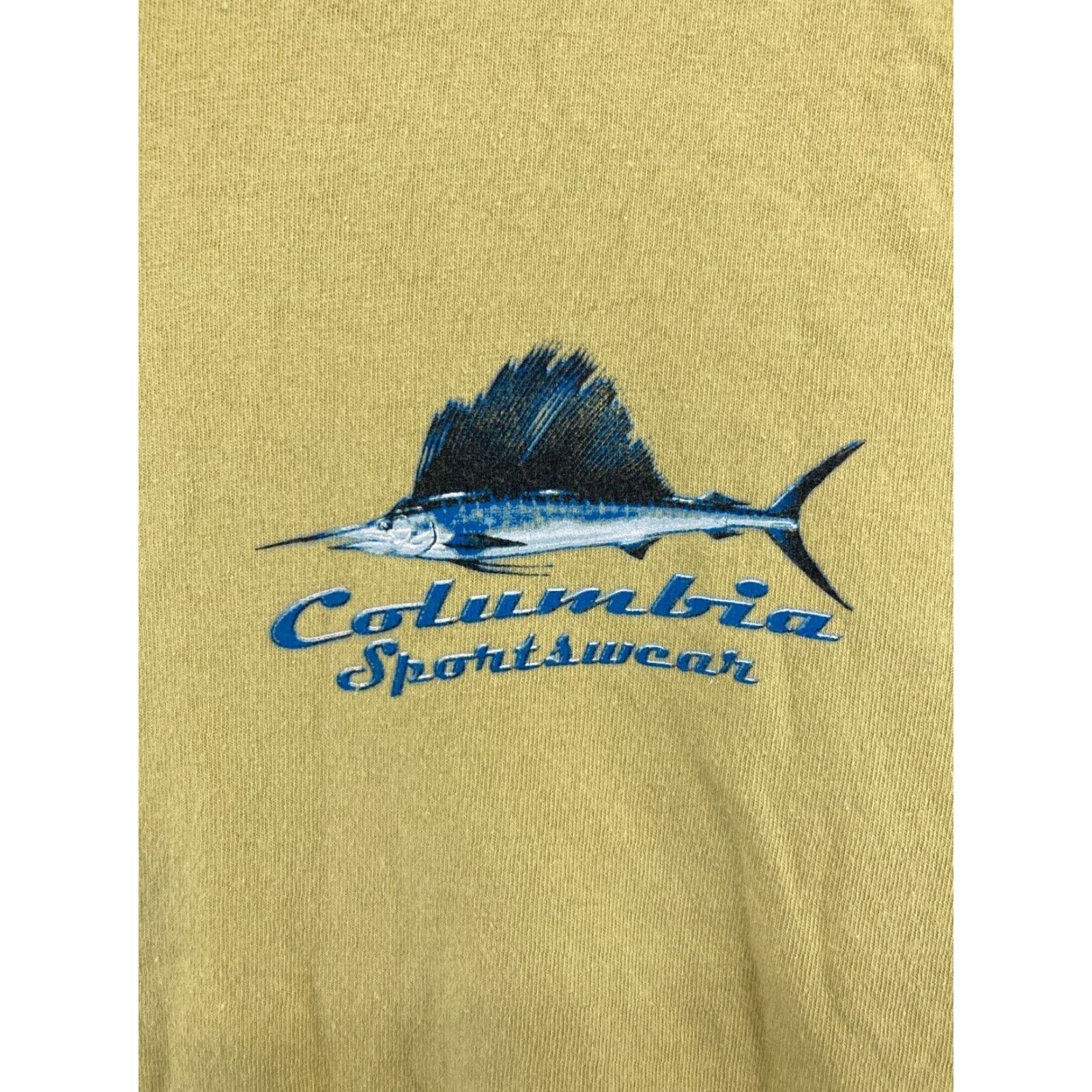 Vintage Columbia Mens T-Shirt Large Yellow Saltwater Gamefish Fishing Size US L / EU 52-54 / 3 - 5 Thumbnail