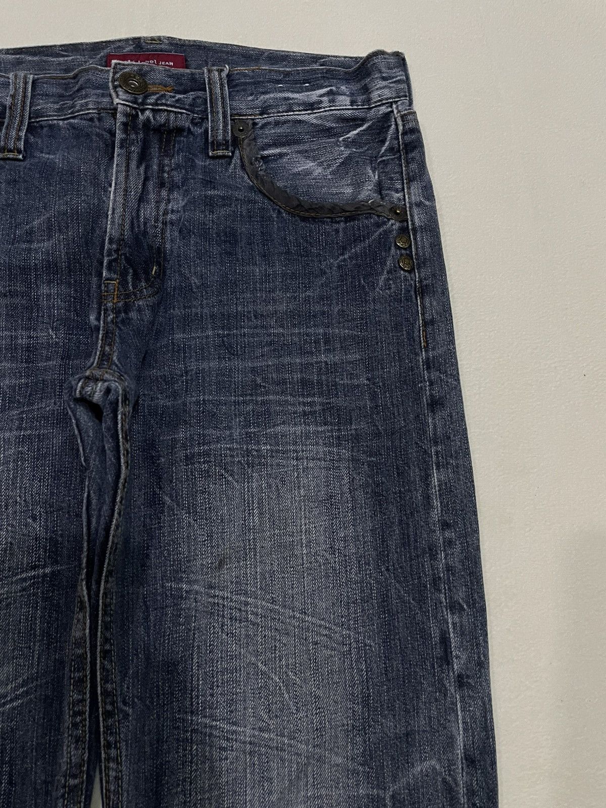 Japanese Brand Vintage Anti-Label Faded Distress Dark Blue Denim Jeans Size US 31 - 4 Thumbnail