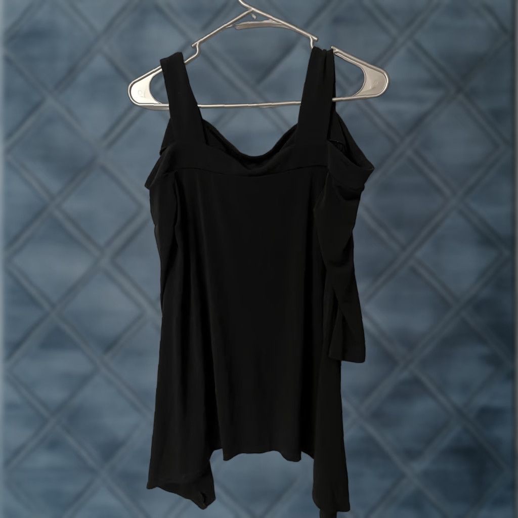 Ellen Tracy Ellen Tracy Black Blouse Long Sleeve Cold Shoulder Top S Small Womens Shirt Size S / US 4 / IT 40 - 1 Thumbnail