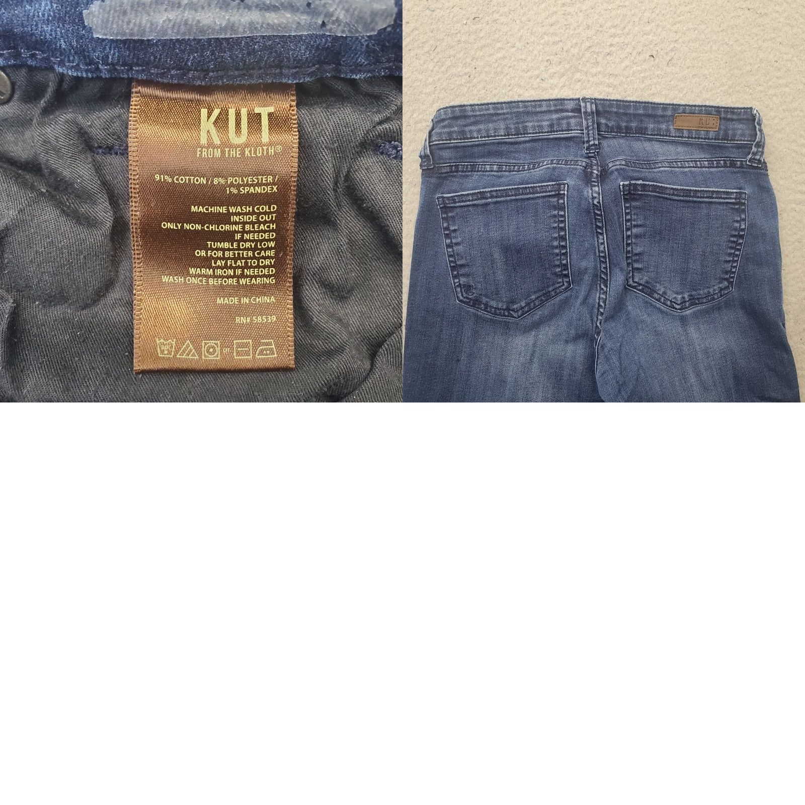 Vintage KUT from the Kloth Skinny Jeans Womens 4 Blue Denim Stretch Raw Hem 5-Pocket Size 27" / US 4 / IT 40 - 8 Thumbnail