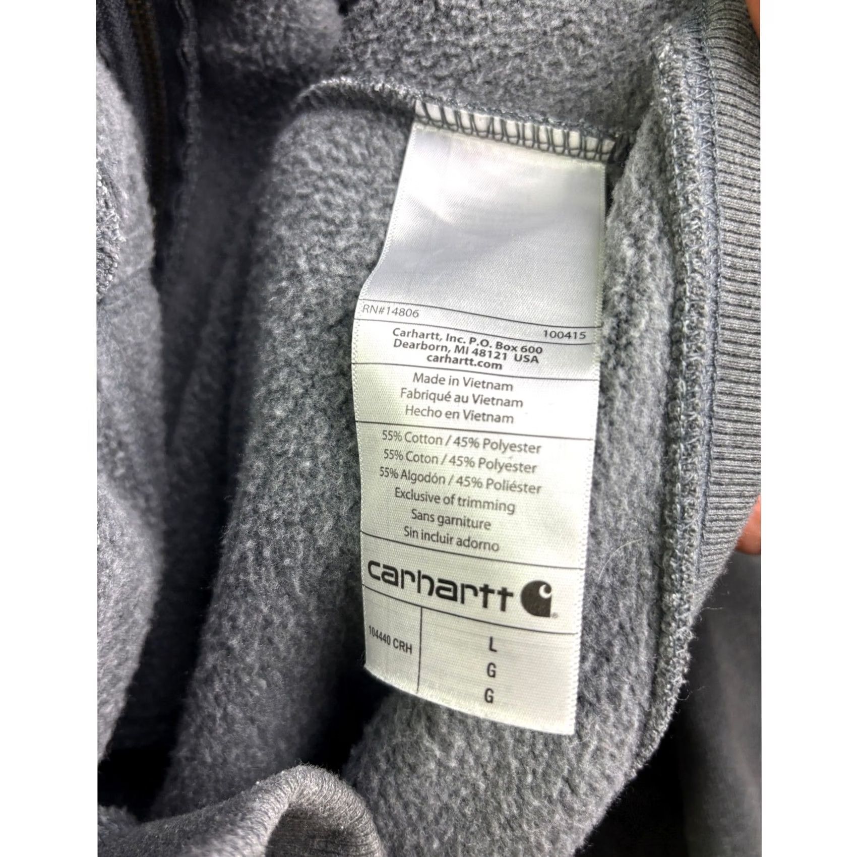 Carhartt Carhartt Sweatshirt Mens L Gray Zip Full Zip Fleece Rain Defender Heavyweight Pockets Size US L / EU 52-54 / 3 - 5 Thumbnail