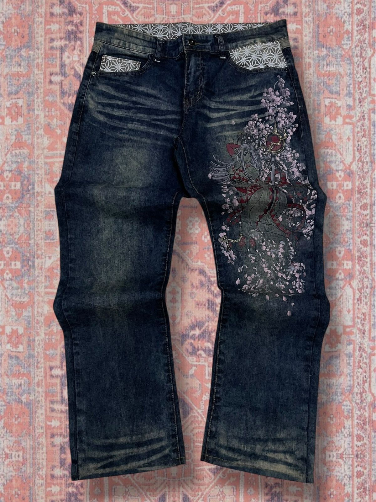 Beauty Beast Vintage 1990s Designer Japan Tradition Queen Of Storm Denim Size US 32 / EU 48 - 1 Thumbnail