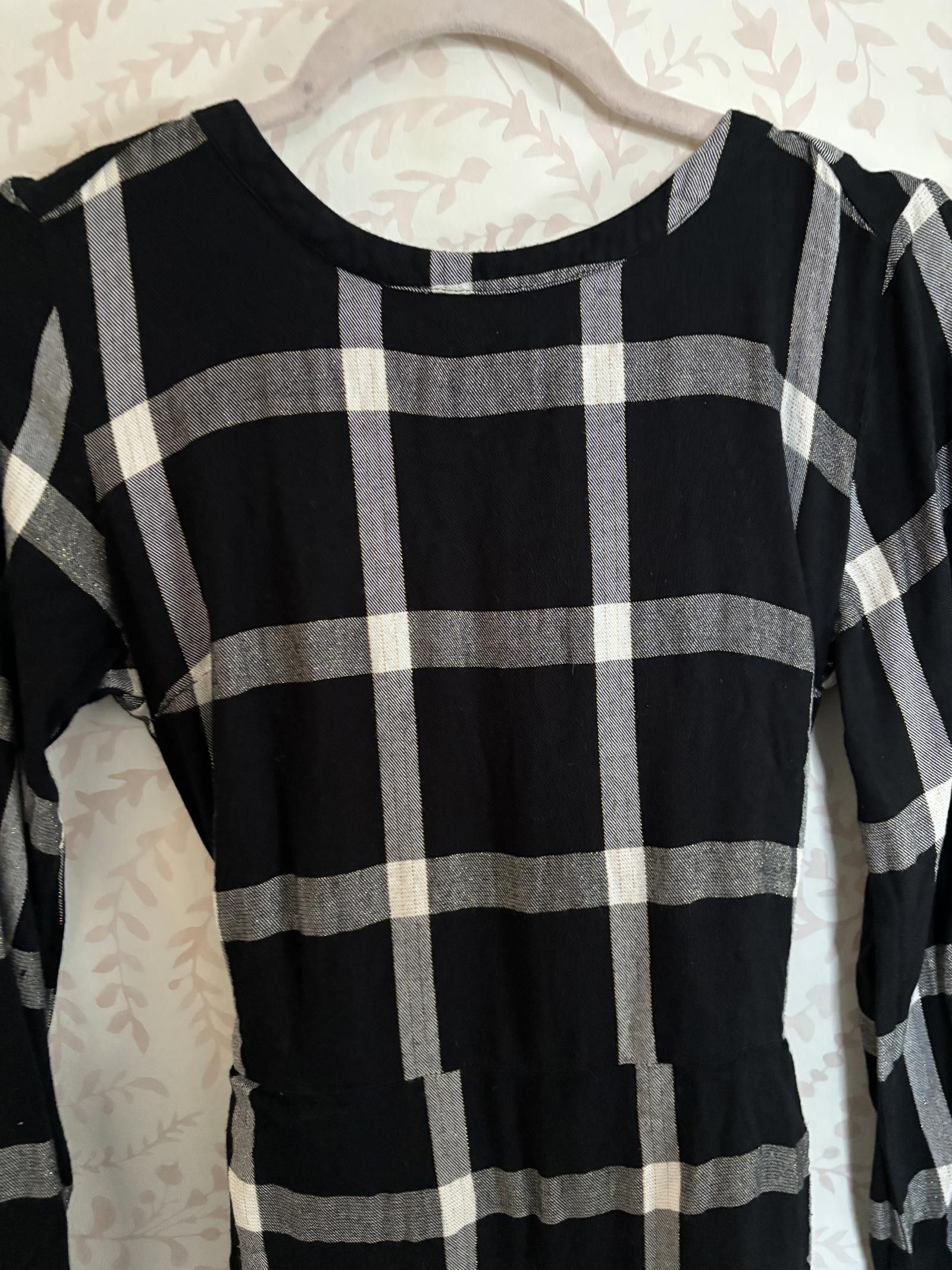 Designer Lurex, Black and White Plaid Dress with Belt Size S / US 4 / IT 40 - 6 Thumbnail