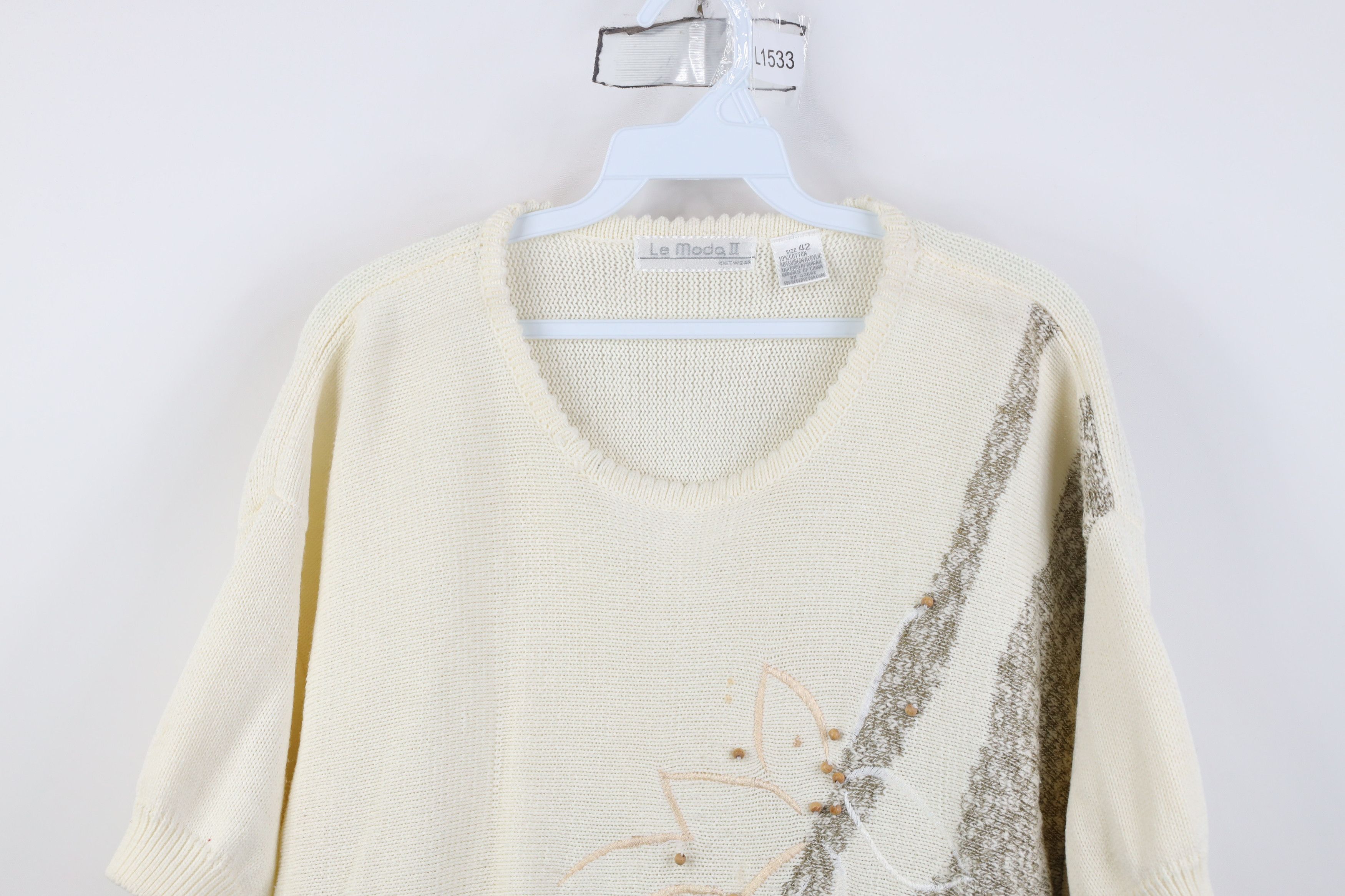 Vintage Vintage 80s 90s Streetwear Flower Short Sleeve Sweater Size M / US 6-8 / IT 42-44 - 2 Thumbnail