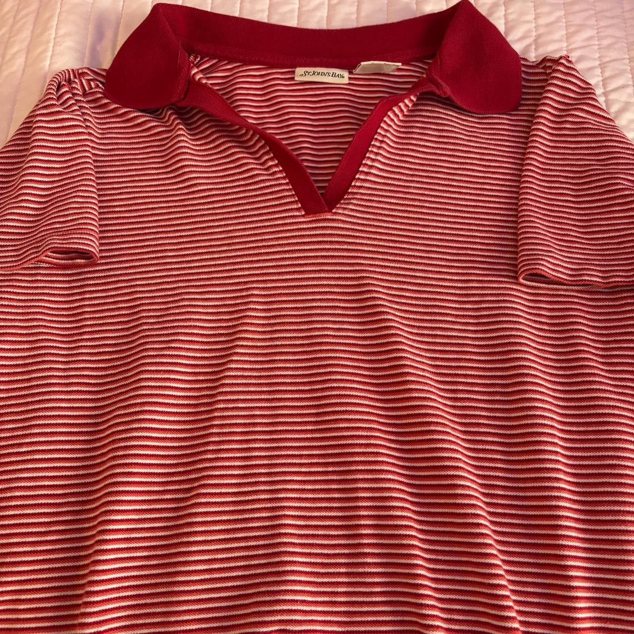 St. Johns Bay Red & White Short Sleeved Striped Polo Size US L / EU 52-54 / 3 - 1 Thumbnail