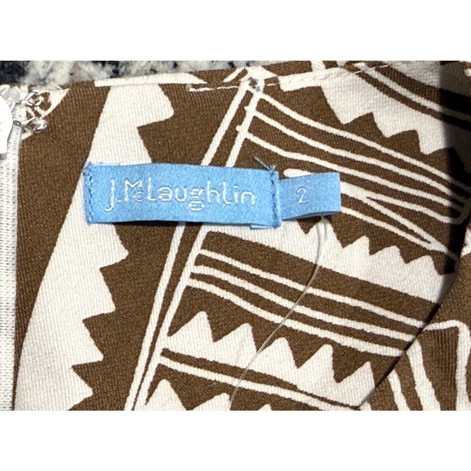 J.McLaughlin J. McLaughlin Anne Midi Dress Brown Palm Leaf Sleeveless Crew Neck Zip Sz 2, NWT, Sheath, 76% Rayon 21% Nylon 3% Spandex, Casual Womens Dress Client 2 Size XS / US 0-2 / IT 36-38 - 4 Thumbnail