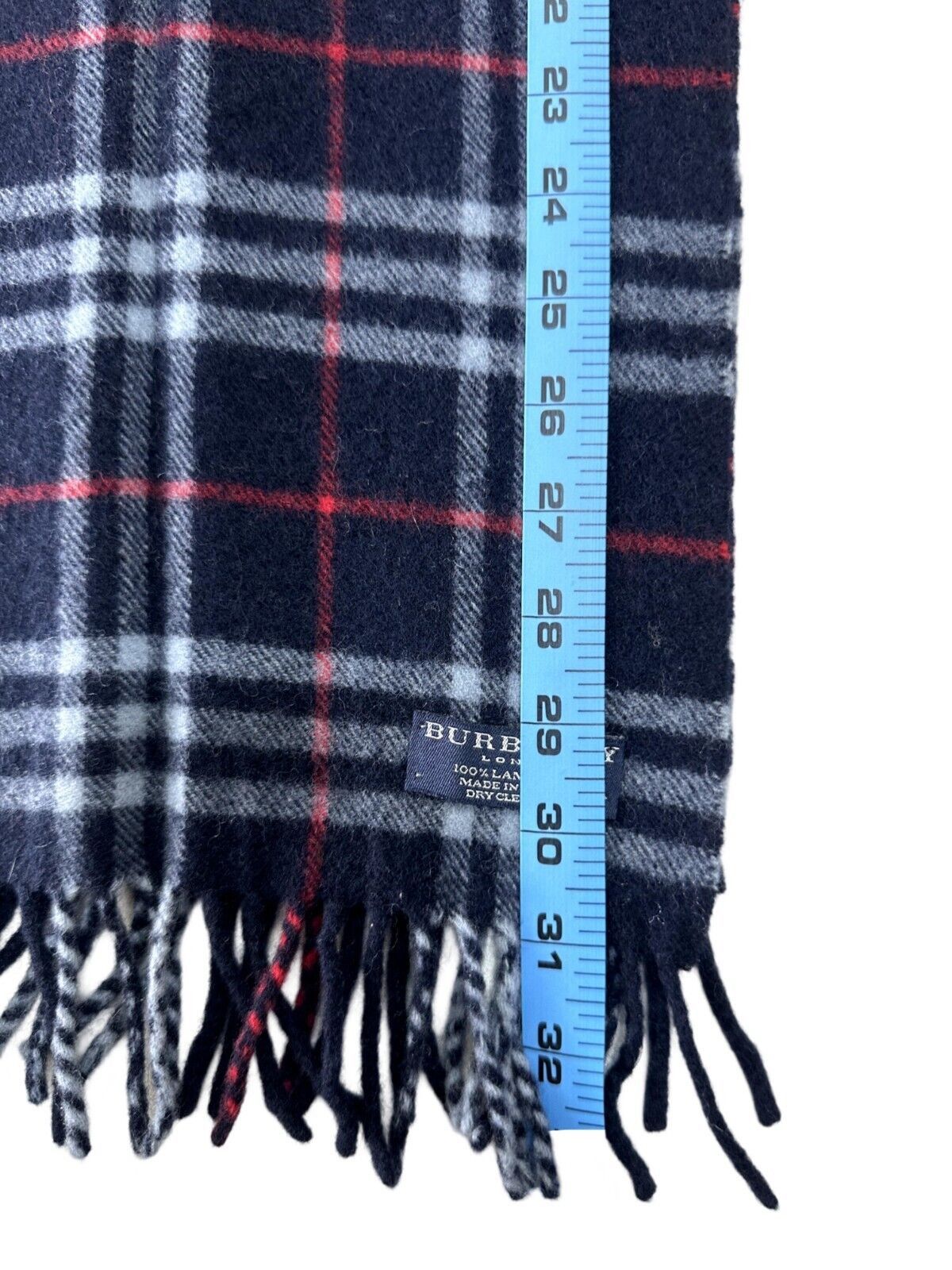 Burberry Burberry Vintage Unisex Scarf Navy Blue 100% Lambswool Size ONE SIZE - 7 Thumbnail