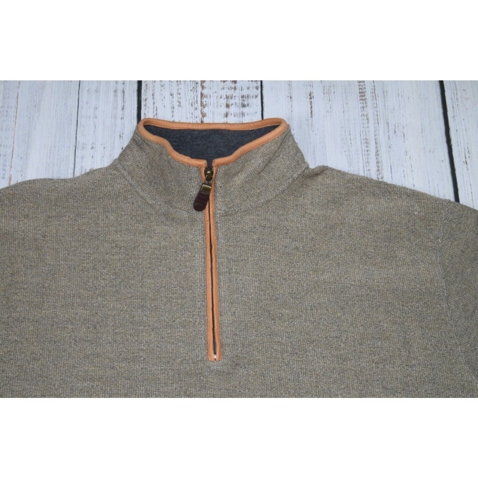 Orvis Orvis Sweater Mens L Olive Tweed Quarter Zip Leather Patch Size US L / EU 52-54 / 3 - 2 Thumbnail