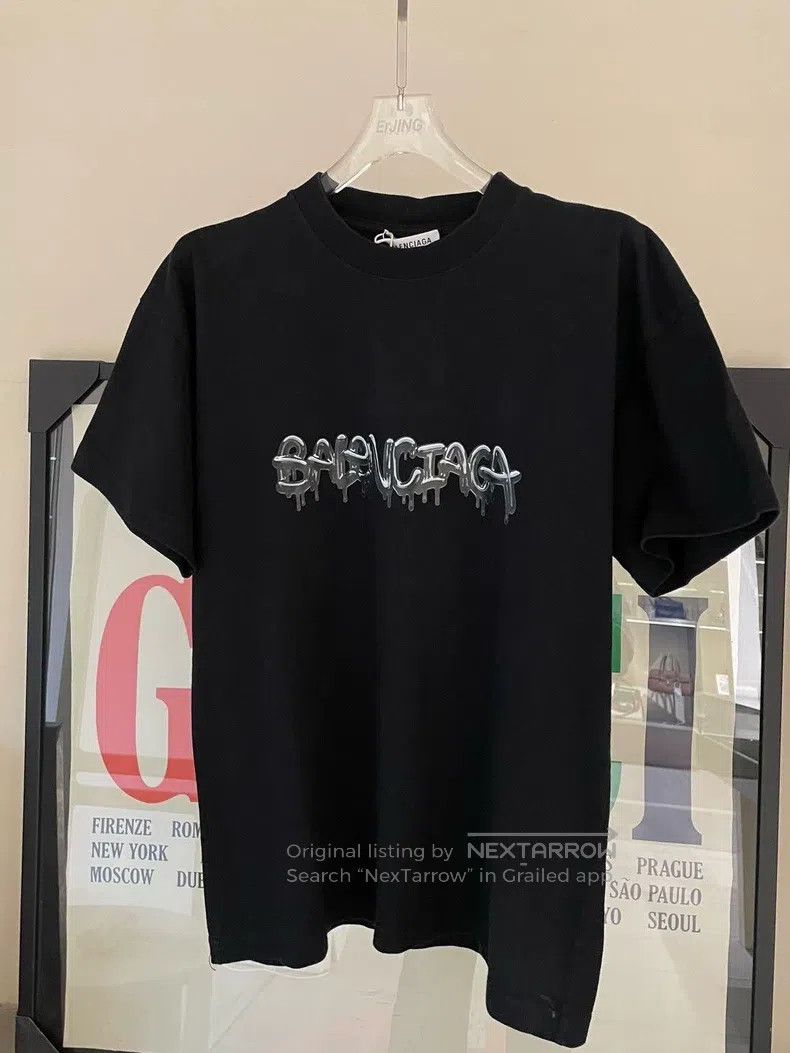 Balenciaga Balenciaga Jelly Dripping Logo Letter Printed Black Short Size US XS / EU 42 / 0 - 1 Thumbnail