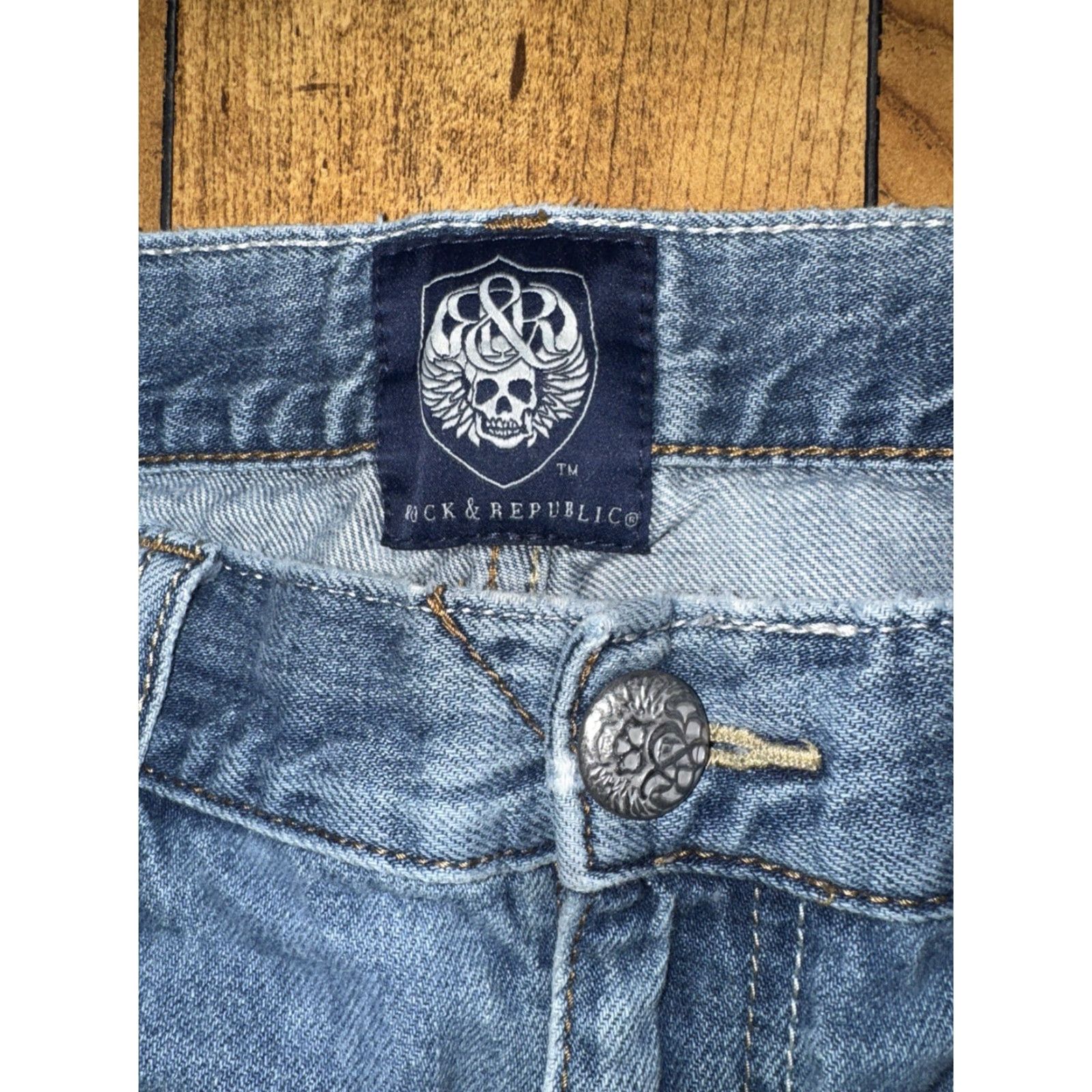 Vintage VINTAGE Rock & Republic Jeans Men’s Distressed 34x32 Blue Straight Leg Denim Jeans Size US 34 / EU 50 - 6 Thumbnail