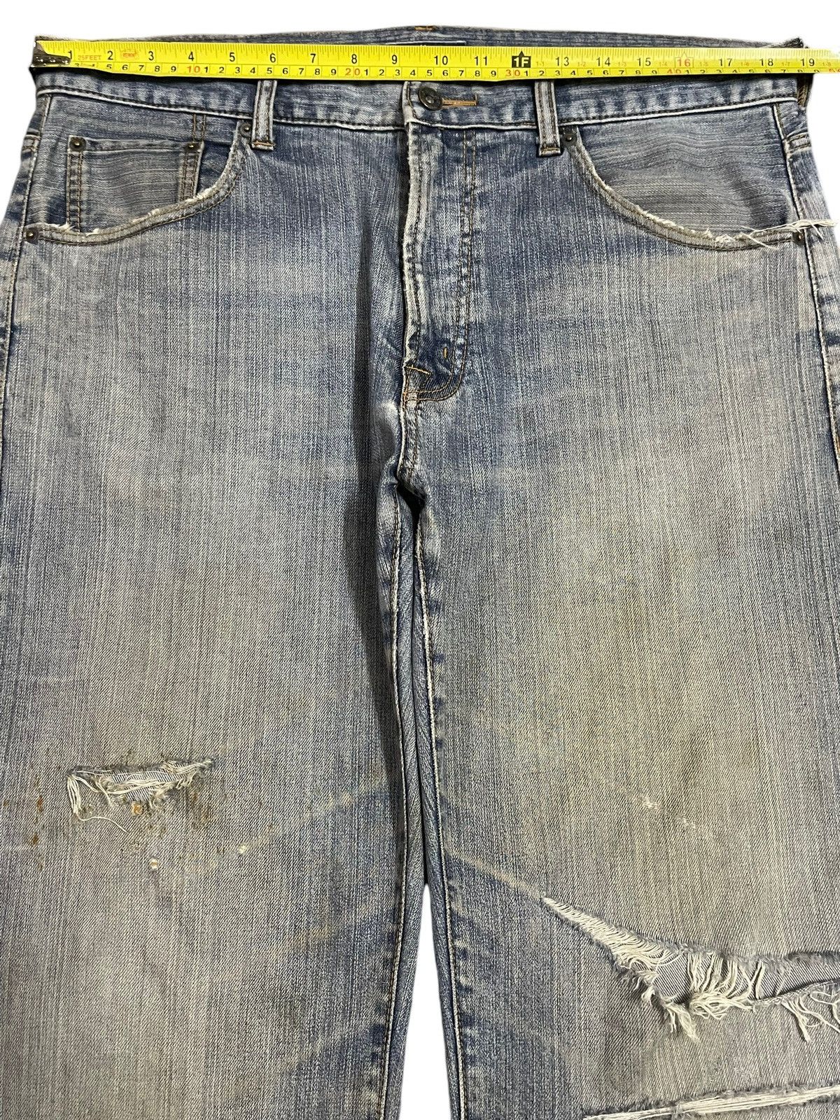 Jun Takahashi Vintage Japanese Brand Blue Wash Distress Loose Jeans Size US 36 / EU 52 - 11 Thumbnail