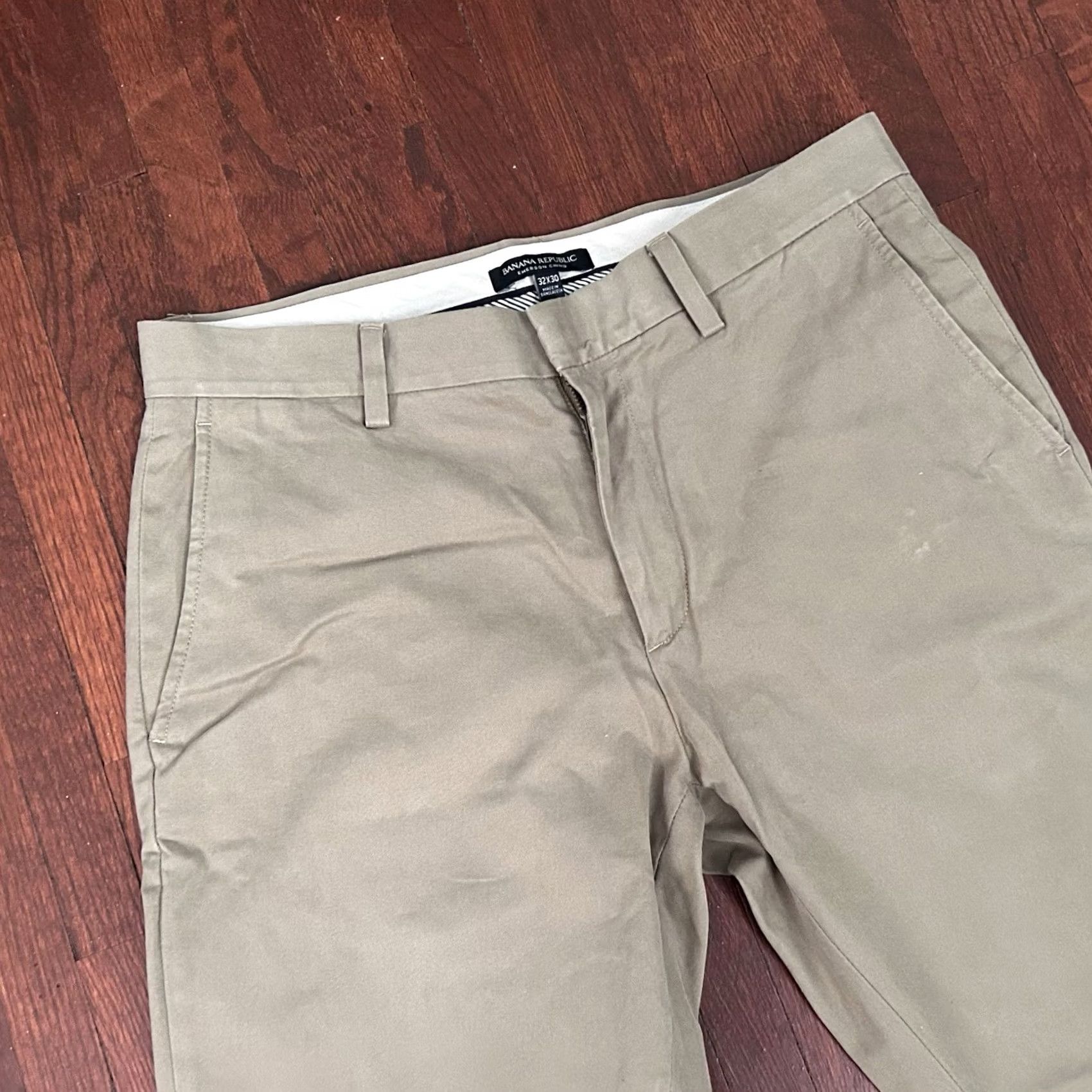 Banana Republic Banana Republic Pants 32 x 30 Emerson Chino Flat Front 100% Cotton Beige Mens Regular Straight Inseam 30 Size US 32 / EU 48 - 2 Thumbnail