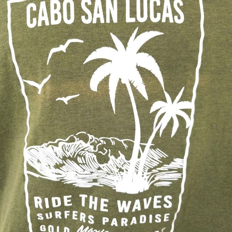 Vintage VINTAGE Cabo San Lucas T Shirt Womens Large Green Ride The Waves Palm Trees Size L / US 10 / IT 46 - 3 Thumbnail