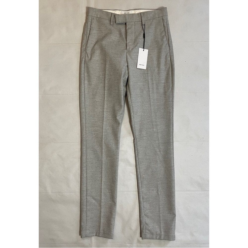 Reiss NWT New Reiss Granual Slim Flannel Leg Soft Grey Trousers P Size US 28 / EU 44 - 3 Thumbnail