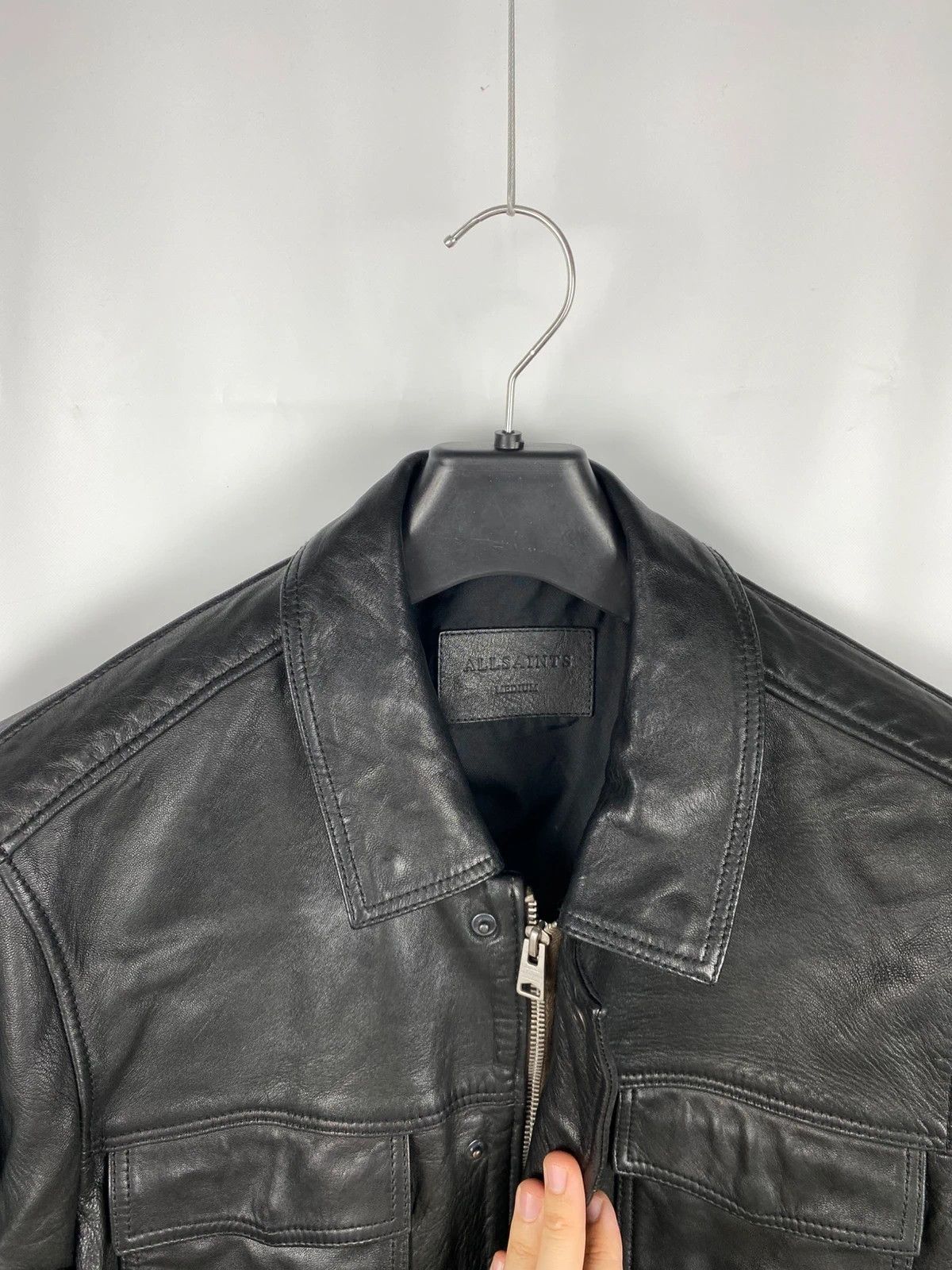 Allsaints Forum Jacket Genuine Leather Collared size M