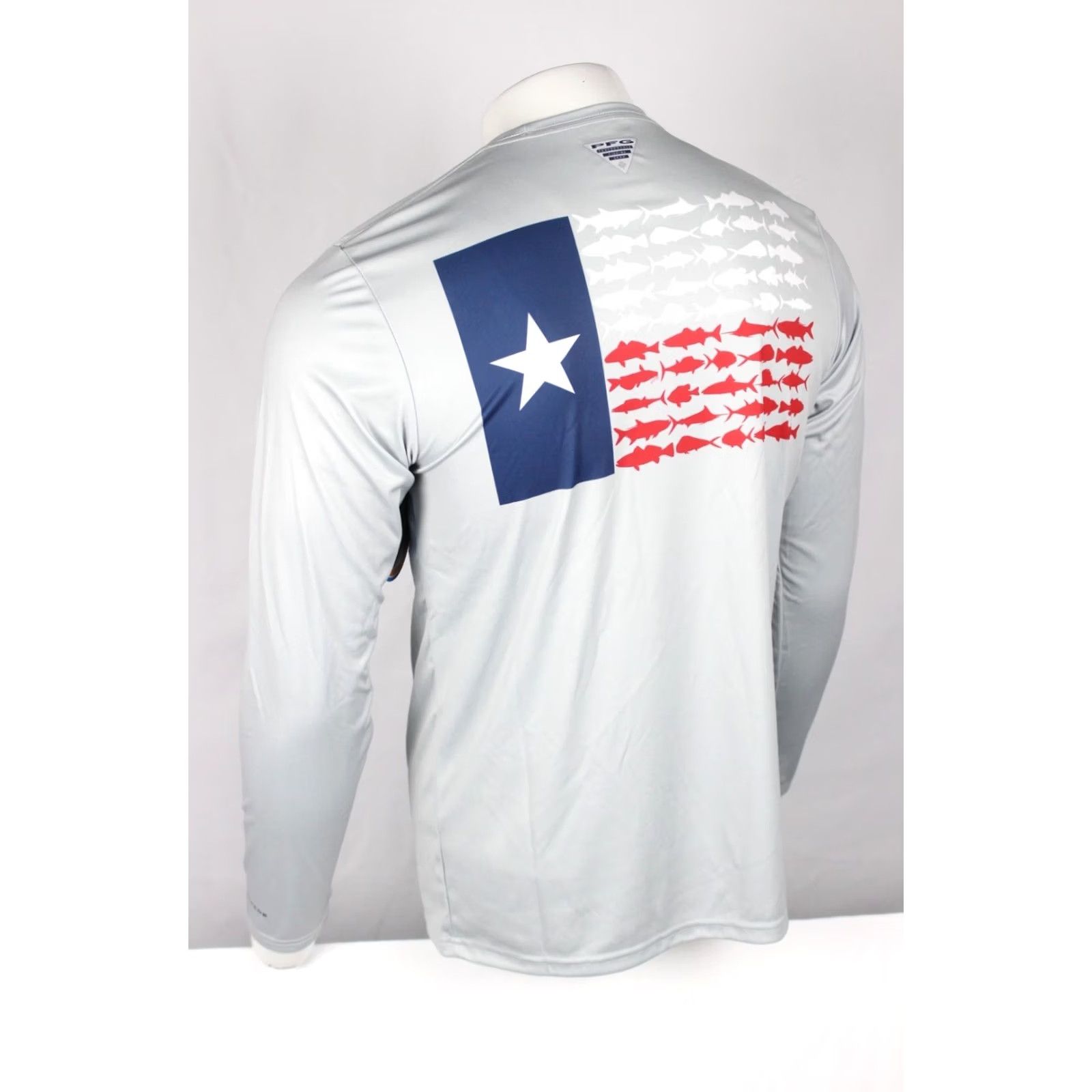 Vintage Columbia Mens Terminal Tackle PFG Texas Fish Flag Long Sleeve Shirt Small Gray Size US S / EU 44-46 / 1 - 2 Thumbnail