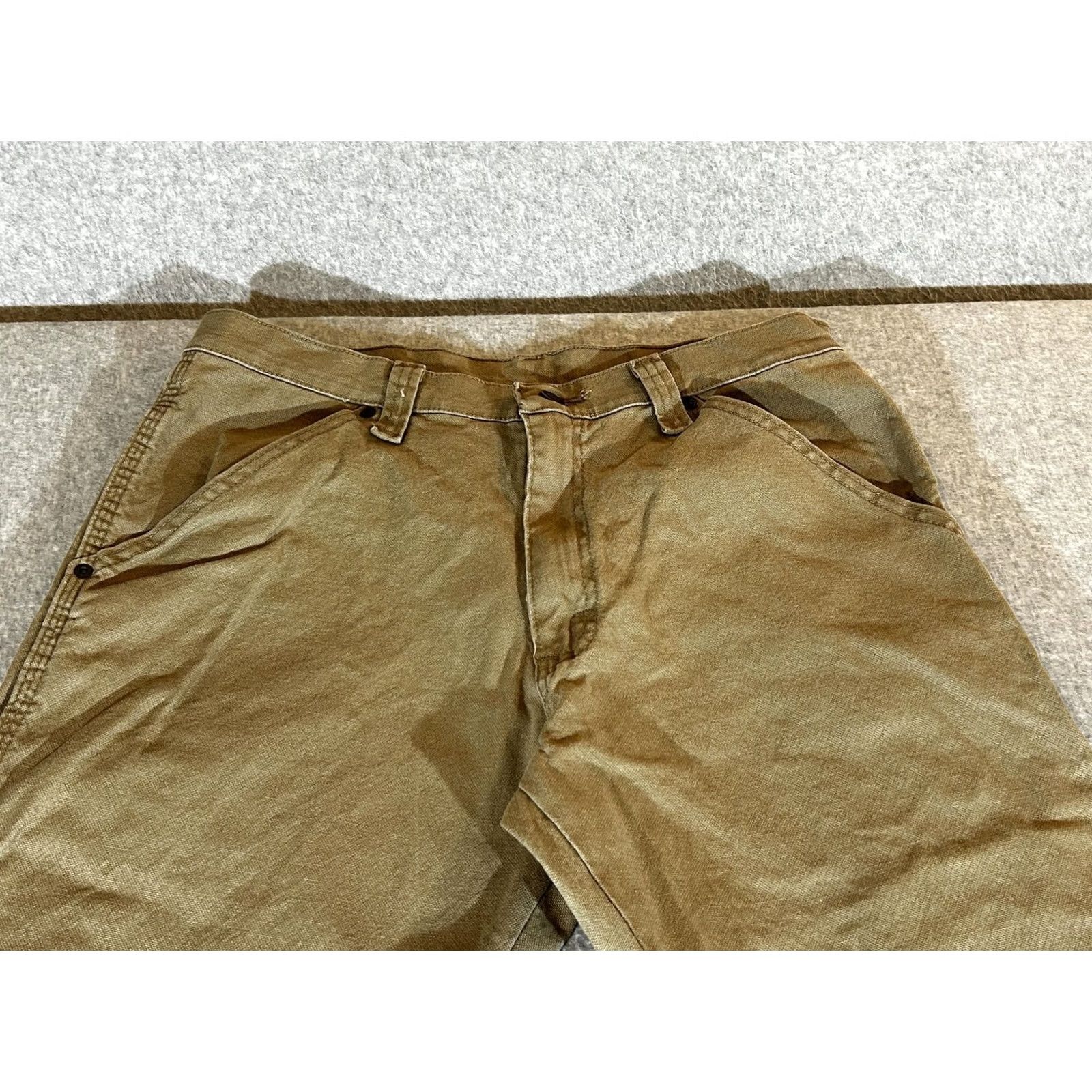 Wrangler Wrangler Pants Mens 32x30 Brown Khaki Relaxed Carpenter Workwear Jeans Shirt? Size US 32 / EU 48 - 2 Thumbnail