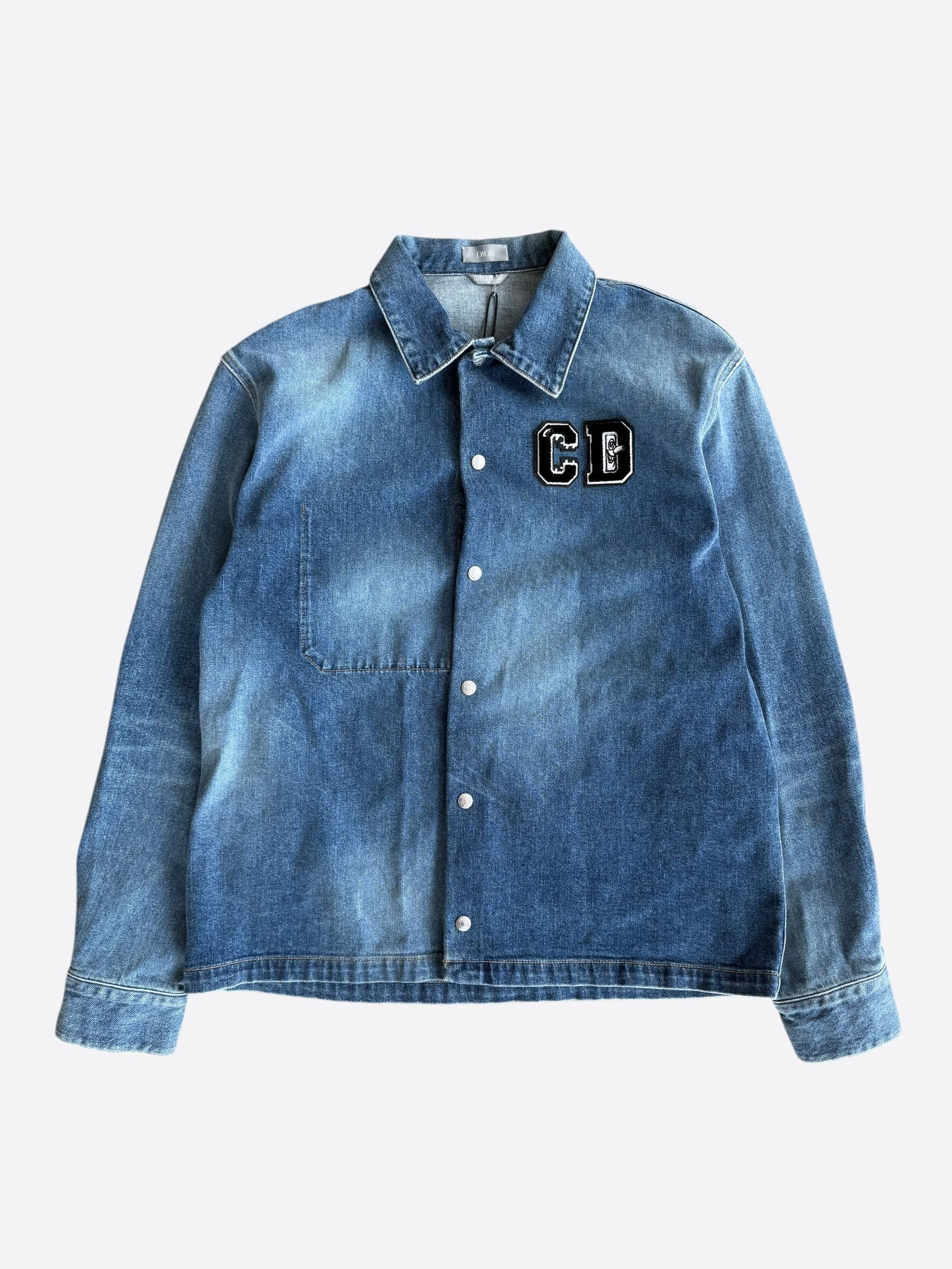 Dior Dior Kenny Scharf Blue & Black Embroidered Logo Denim Jacket Size US S / EU 44-46 / 1 - 1 Thumbnail