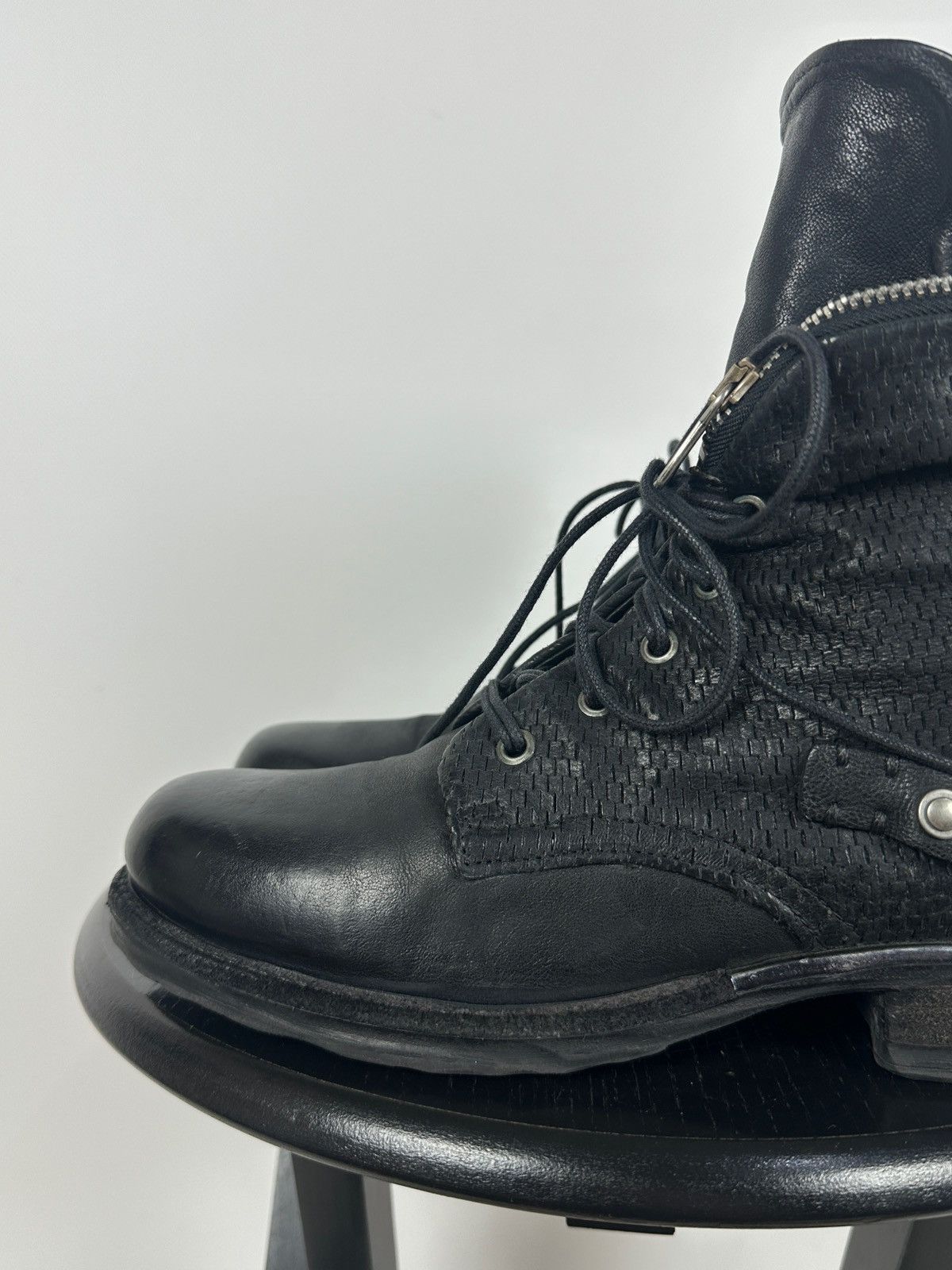 A.S.98 A.S.98. Airstep Black Leather Biker Zip Buckle Ankle Boots Size US 8 / IT 38 - 15 Thumbnail