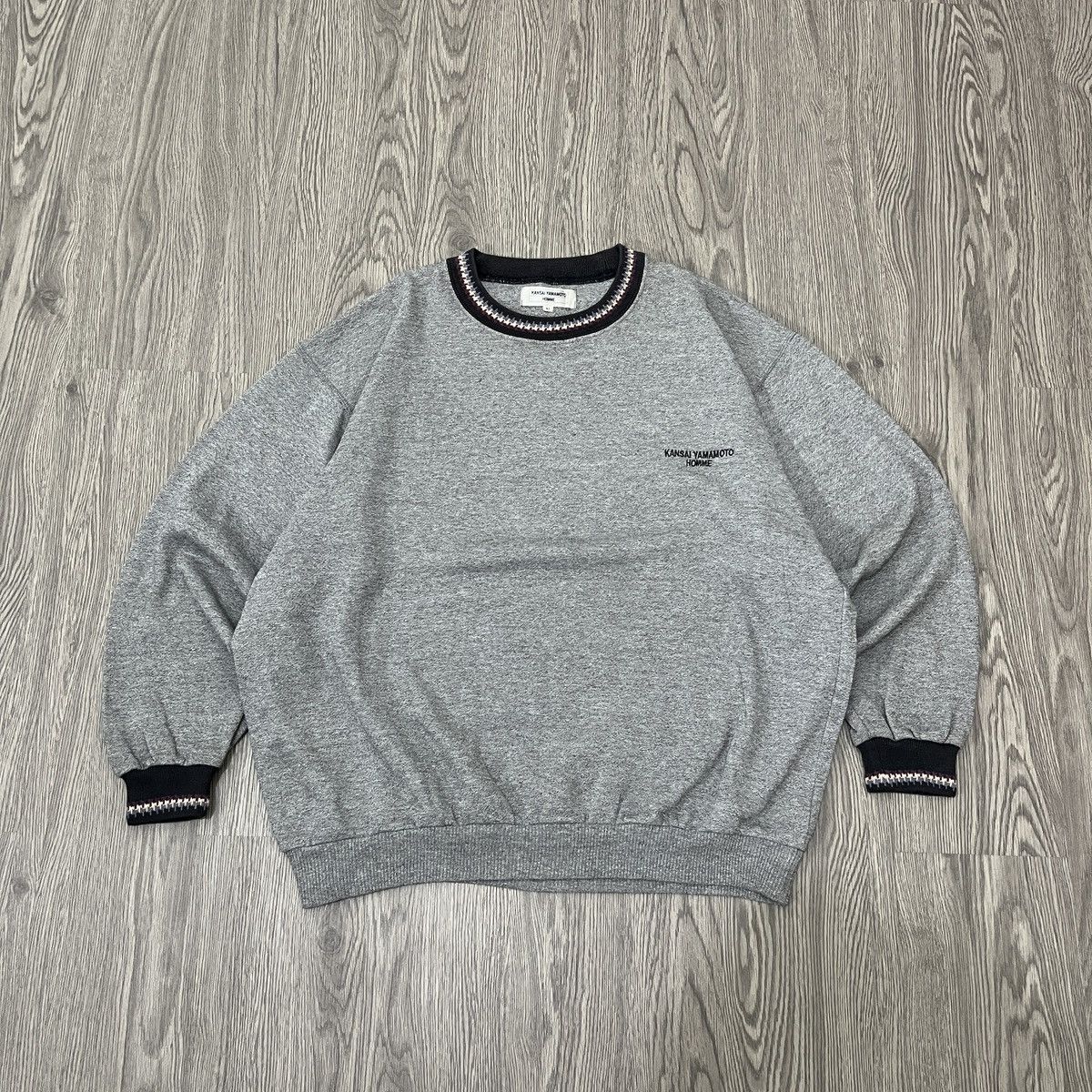 Kansai Yamamoto Kansai Yamamoto Homme - Crewneck Contrast Trim Collar Size US M / EU 48-50 / 2 - 1 Thumbnail