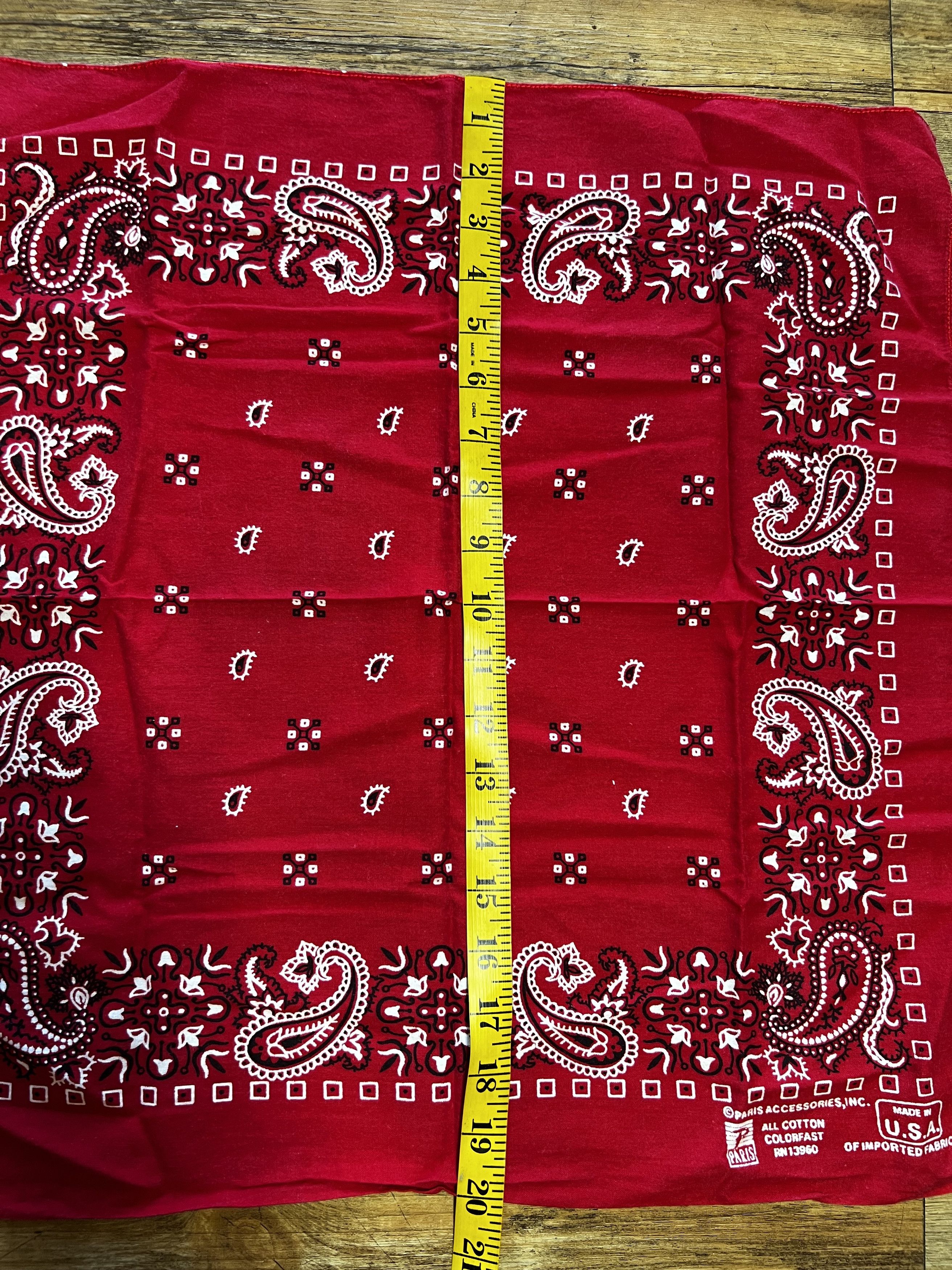 Vintage Vintage 70's-90's Red Paris Accessories Bandana RN13960 Size ONE SIZE - 5 Thumbnail