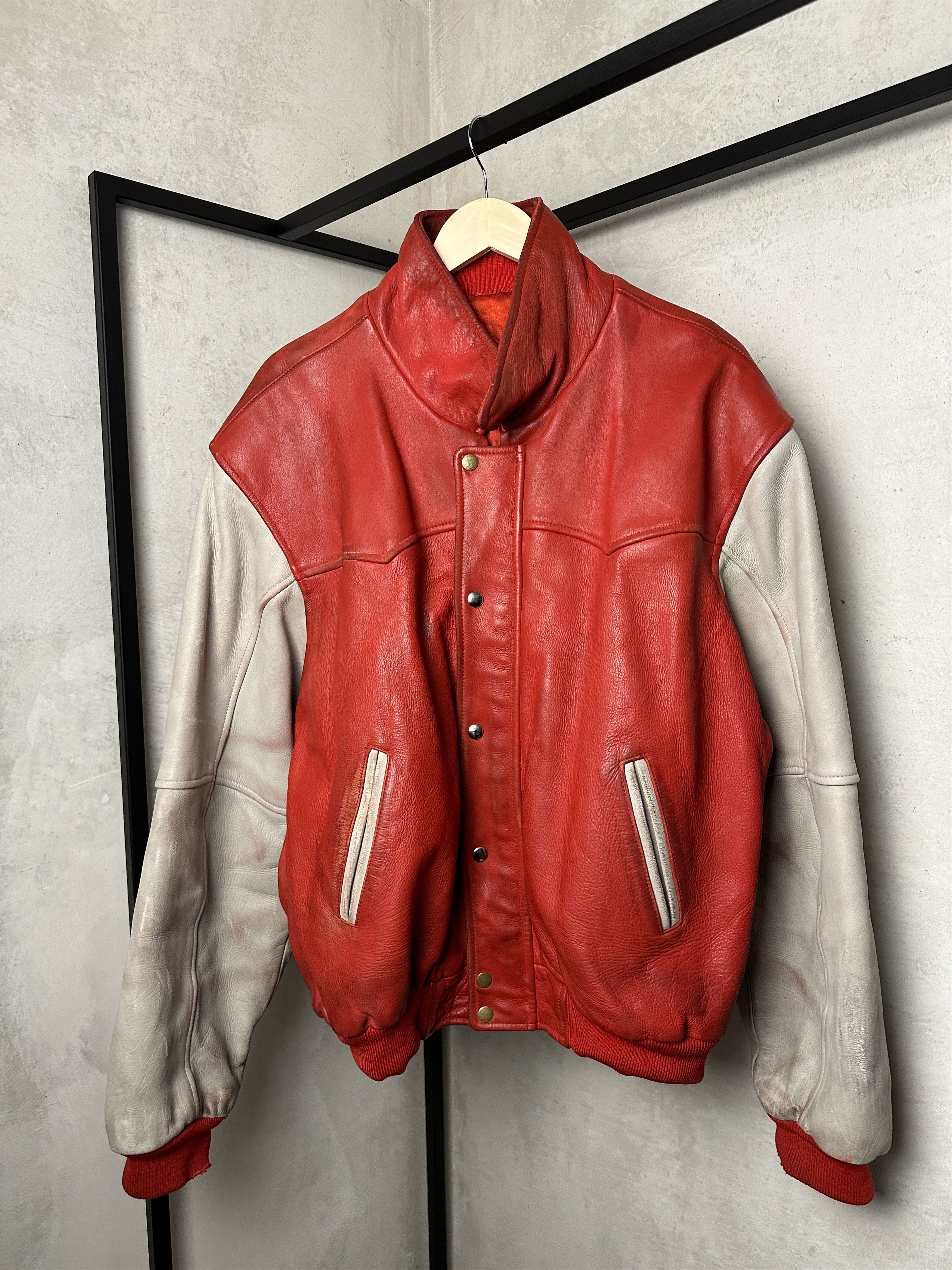 Genuine Leather Genuine Leather Red Bomber Jacket Size US XL / EU 56 / 4 - 10 Thumbnail