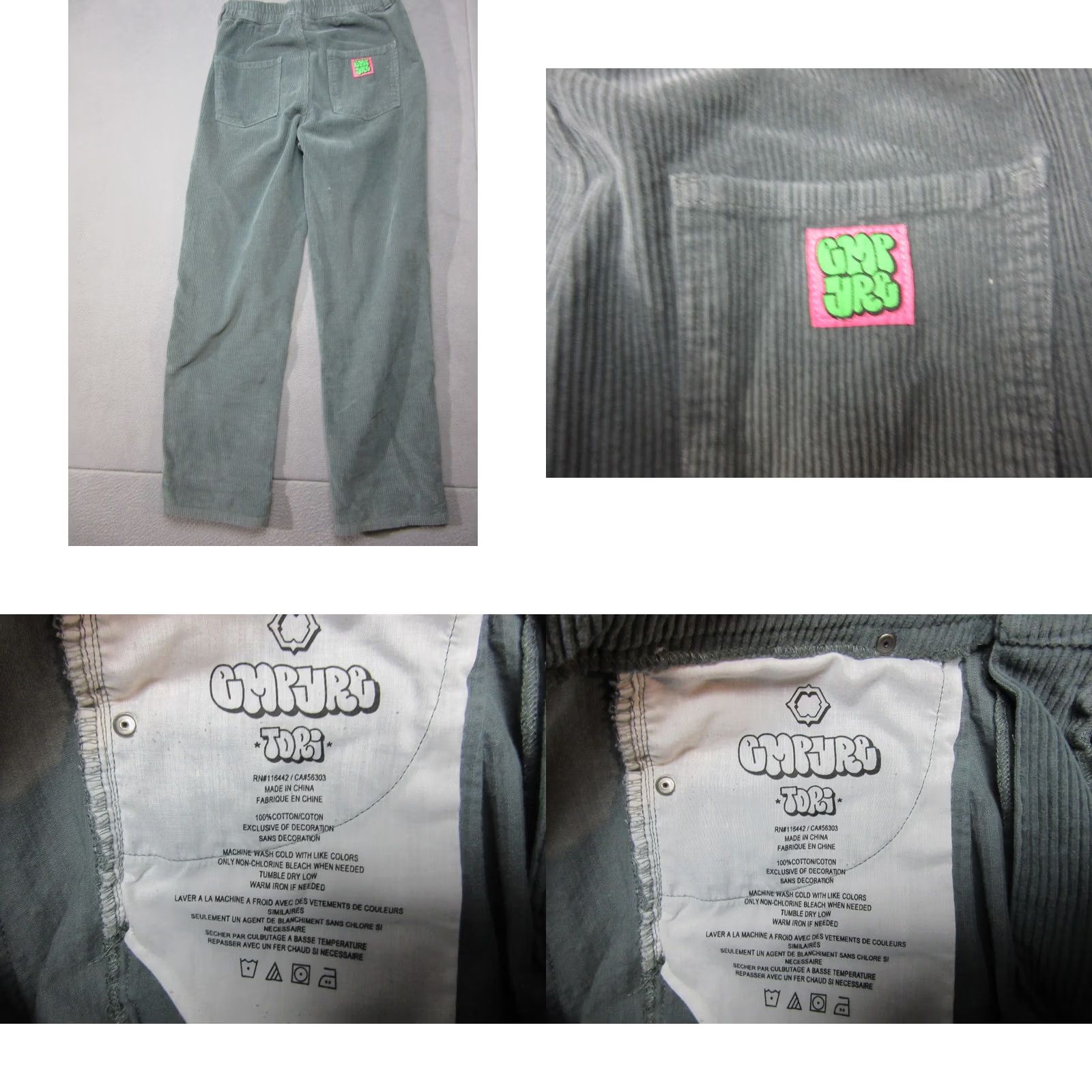 Empyre Empyre Pants Women Medium Green Corduroy Tori Baggy Straight Leg High Rise Stretch Denim? No—Corduroy insulated? Size 32" / US 10 / IT 46 - 8 Thumbnail