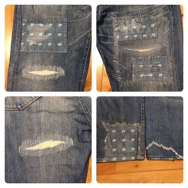 Bape × Nigo BAPE STA LOGO DAMAGED Denim Pants APE star ★size XL Size US 36 / EU 52 - 3 Thumbnail