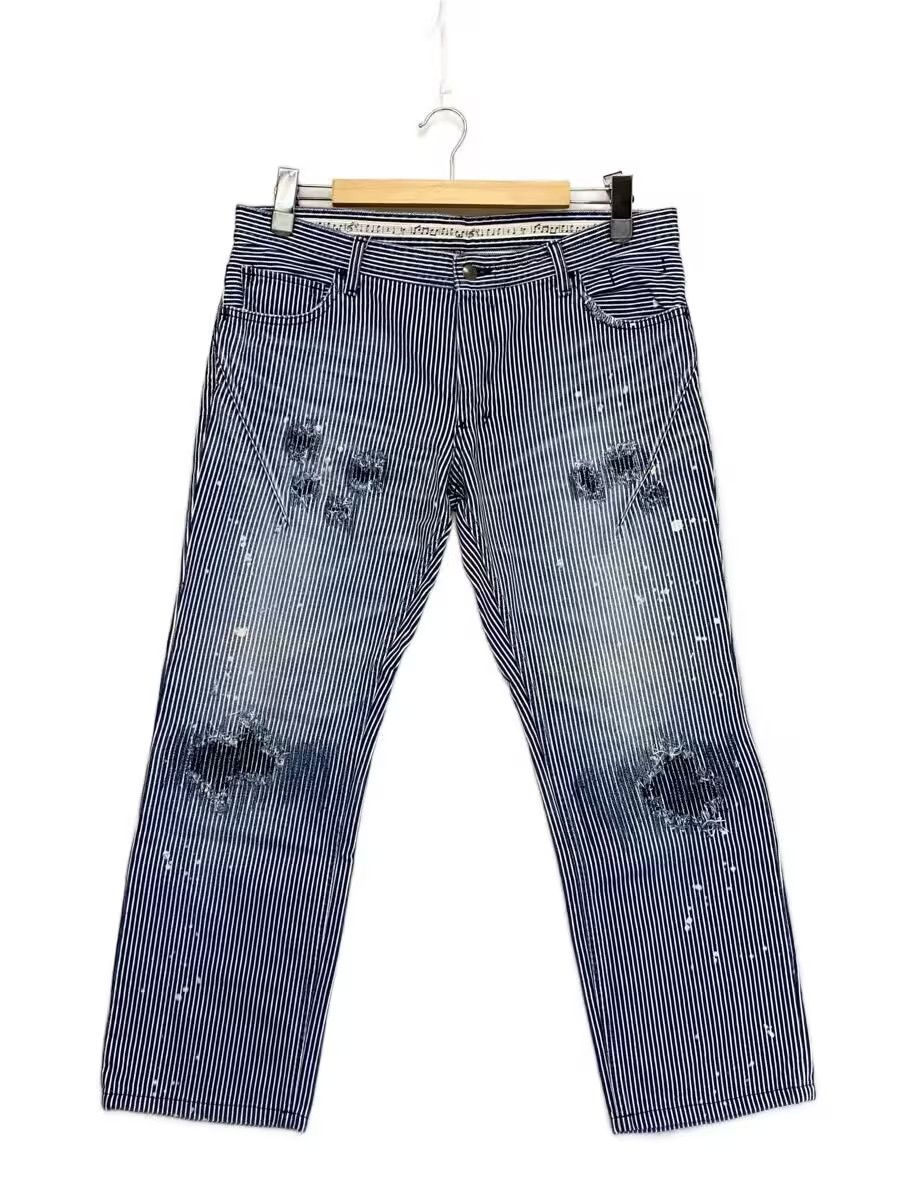 Number (N)ine Distressed Repair Striped Denim Jeans Size US 35 - 1 Thumbnail