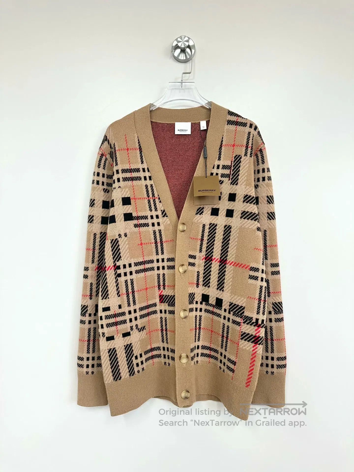 Burberry Burberry Vintage Beige Plaid Cashmere Cardigan Jacket| Size XS / US 0-2 / IT 36-38 - 1 Thumbnail